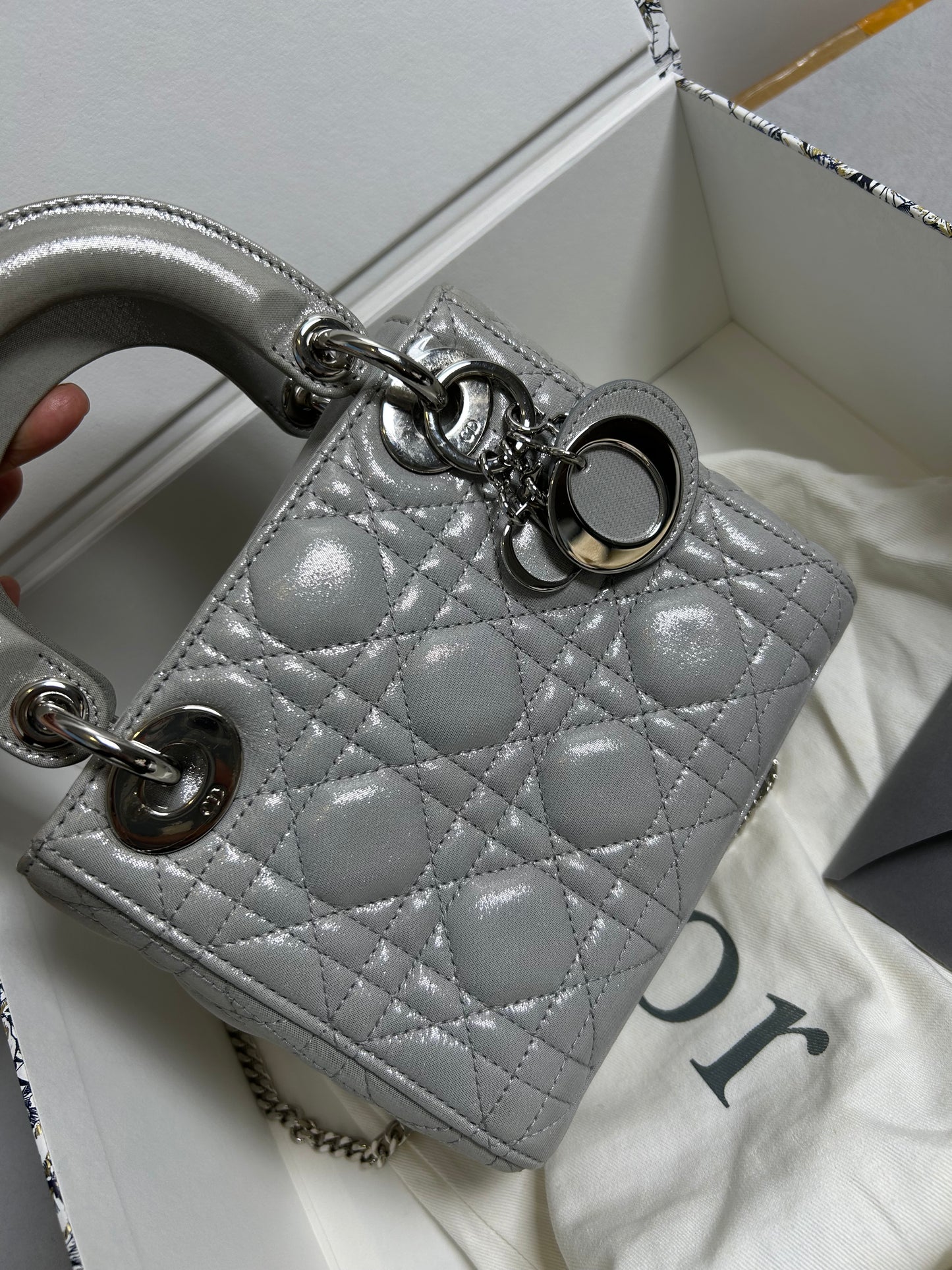Dior lady Dior mini pearly grey