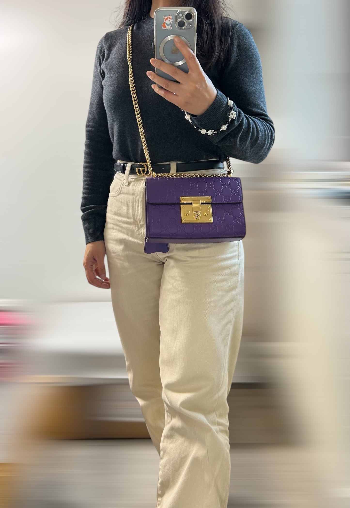 Gucci padlock small purple shoulder bag