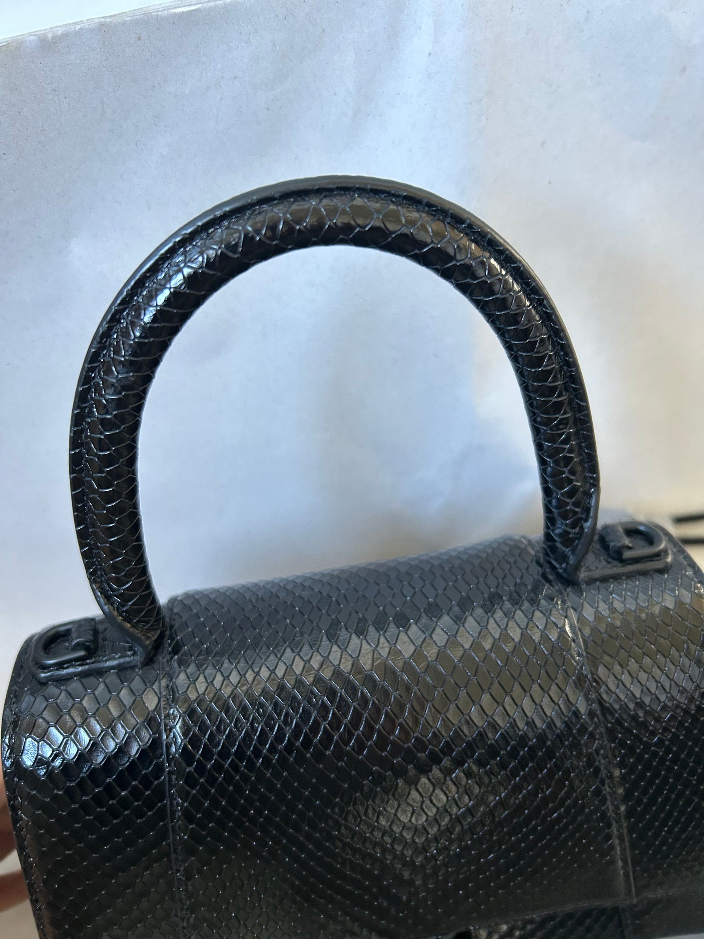 Balenciaga Black Small Lizard Print Hourglass Bag