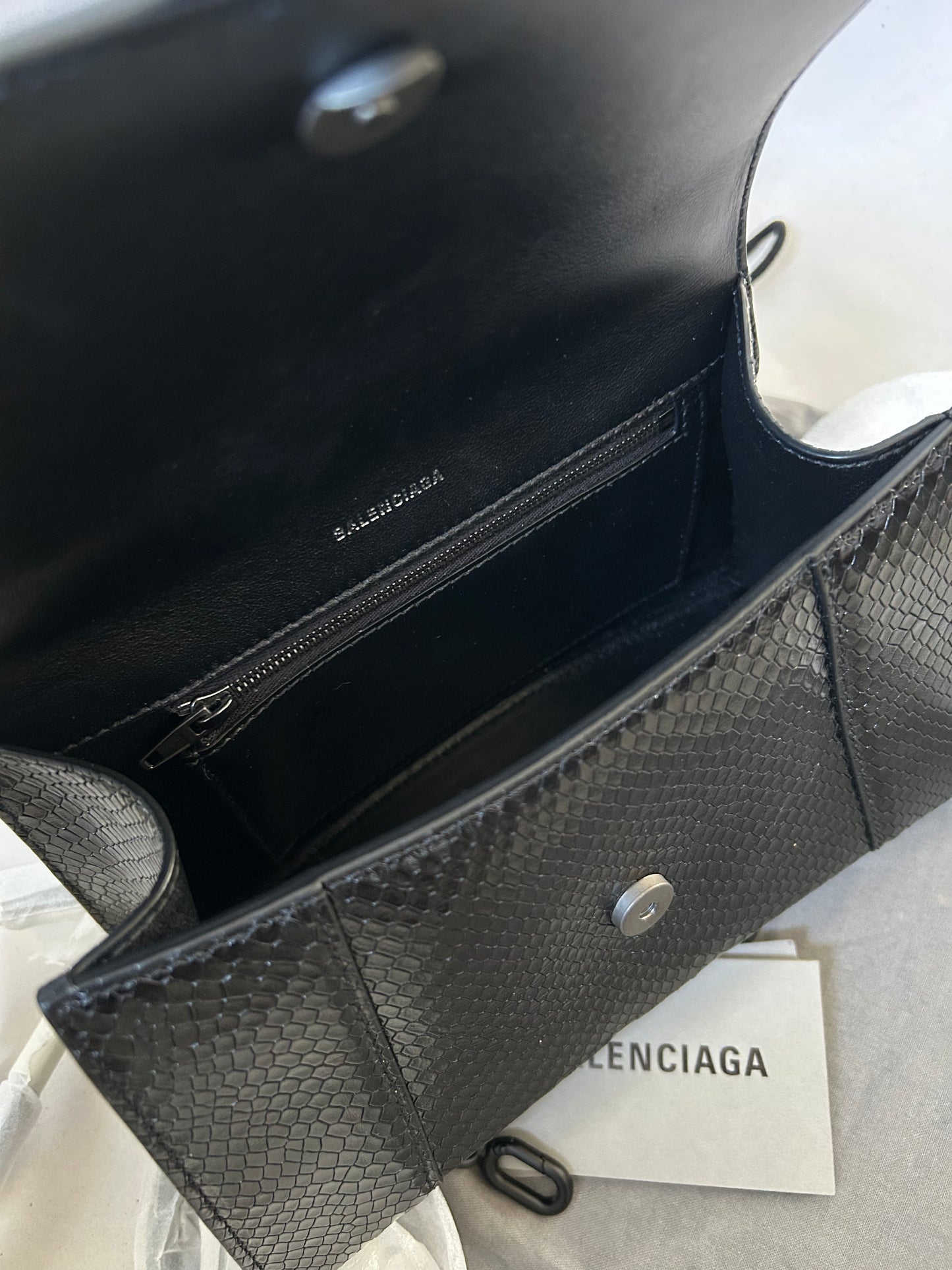 Balenciaga Black Small Lizard Print Hourglass Bag