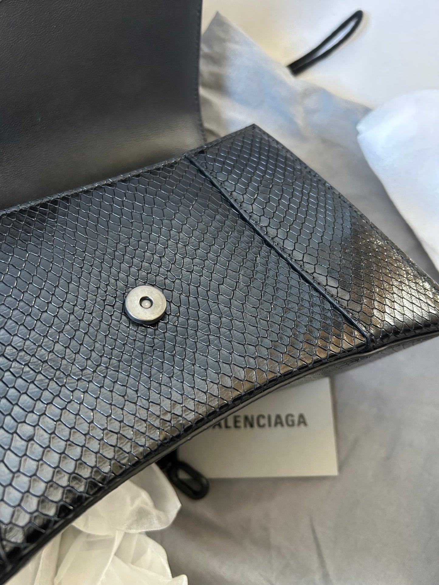 Balenciaga Black Small Lizard Print Hourglass Bag
