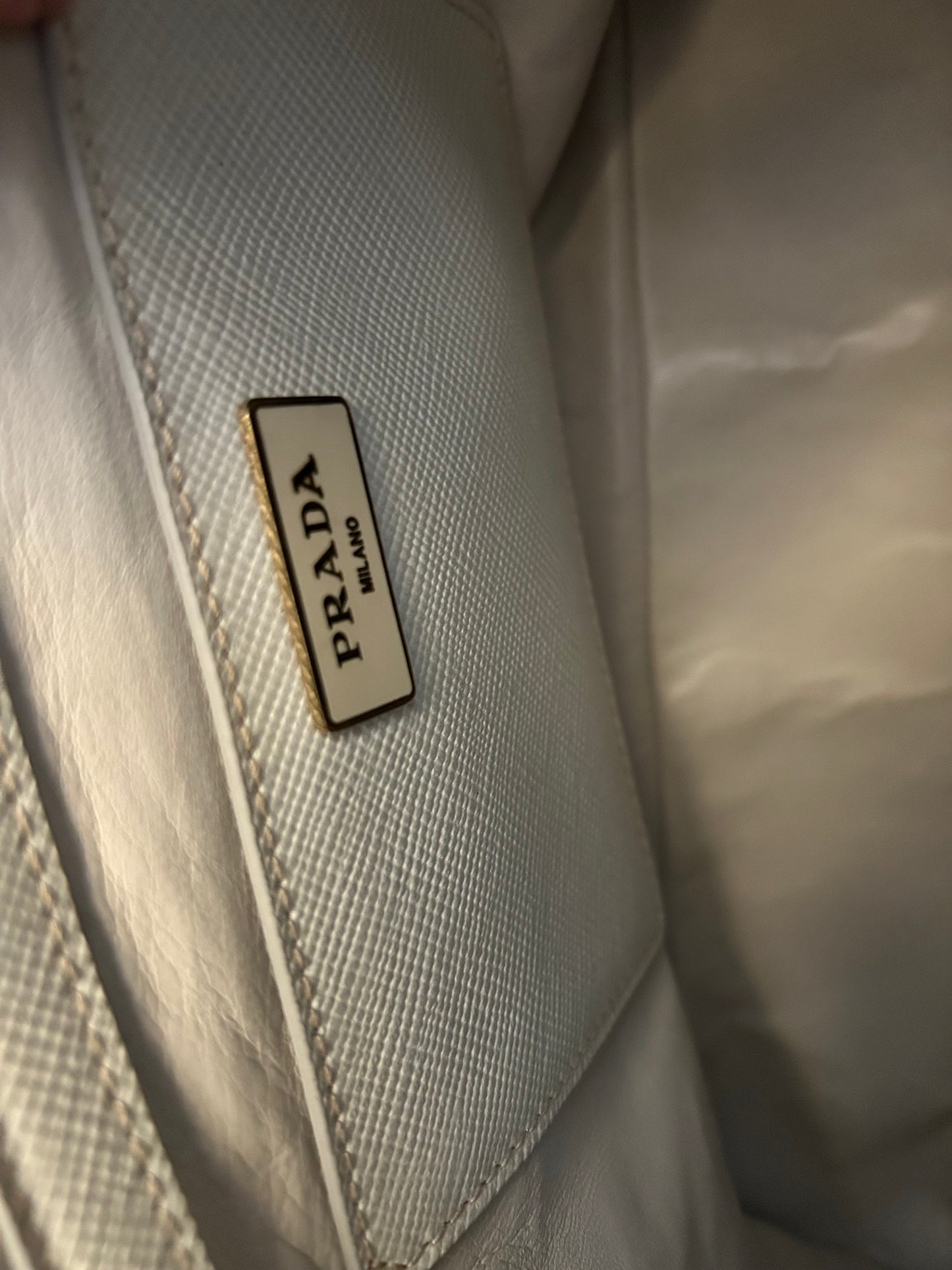 Prada Talco Saffiano Leather Top Handle Bag