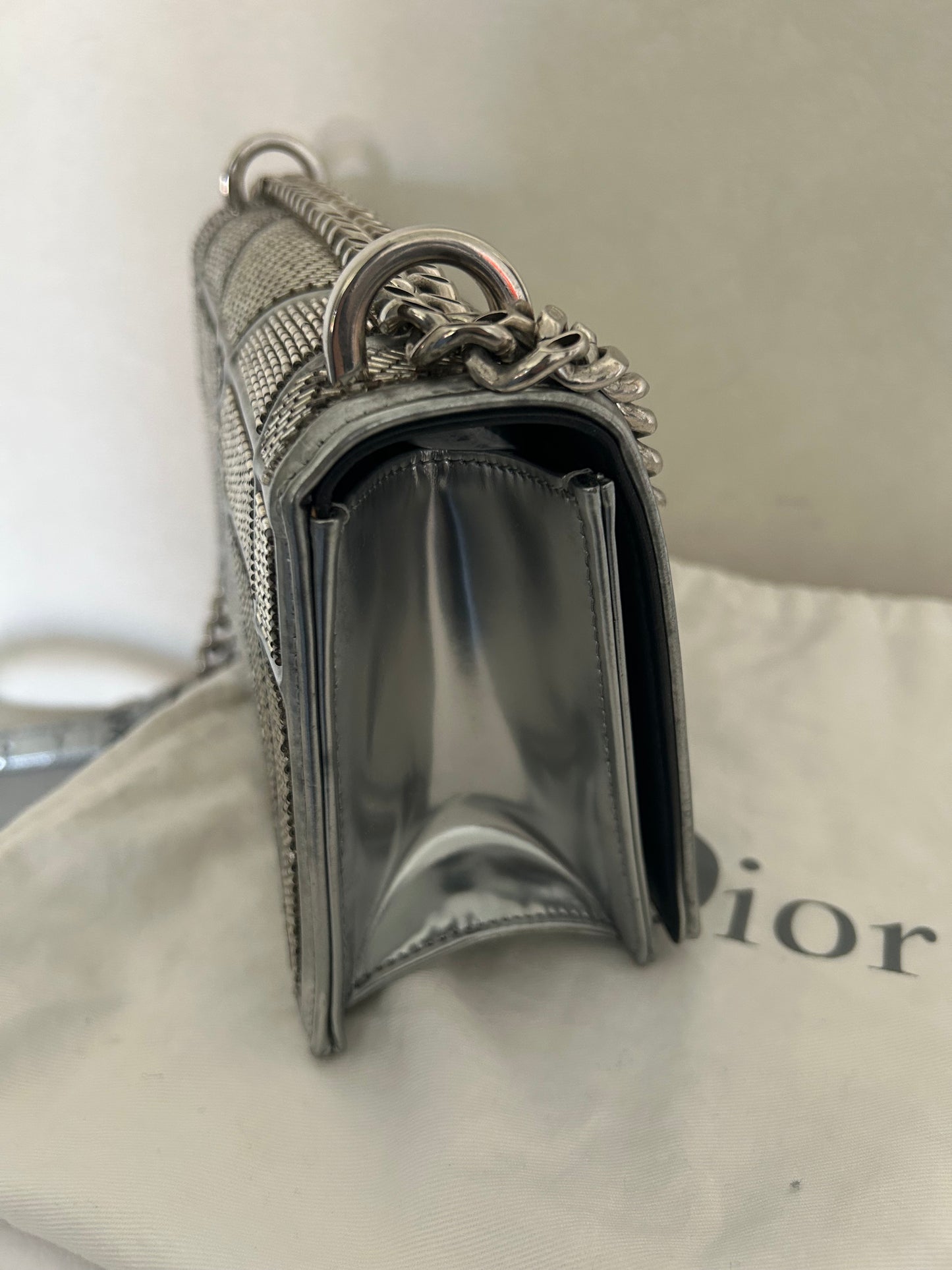 Dior Diorama metallic beaded flap bag