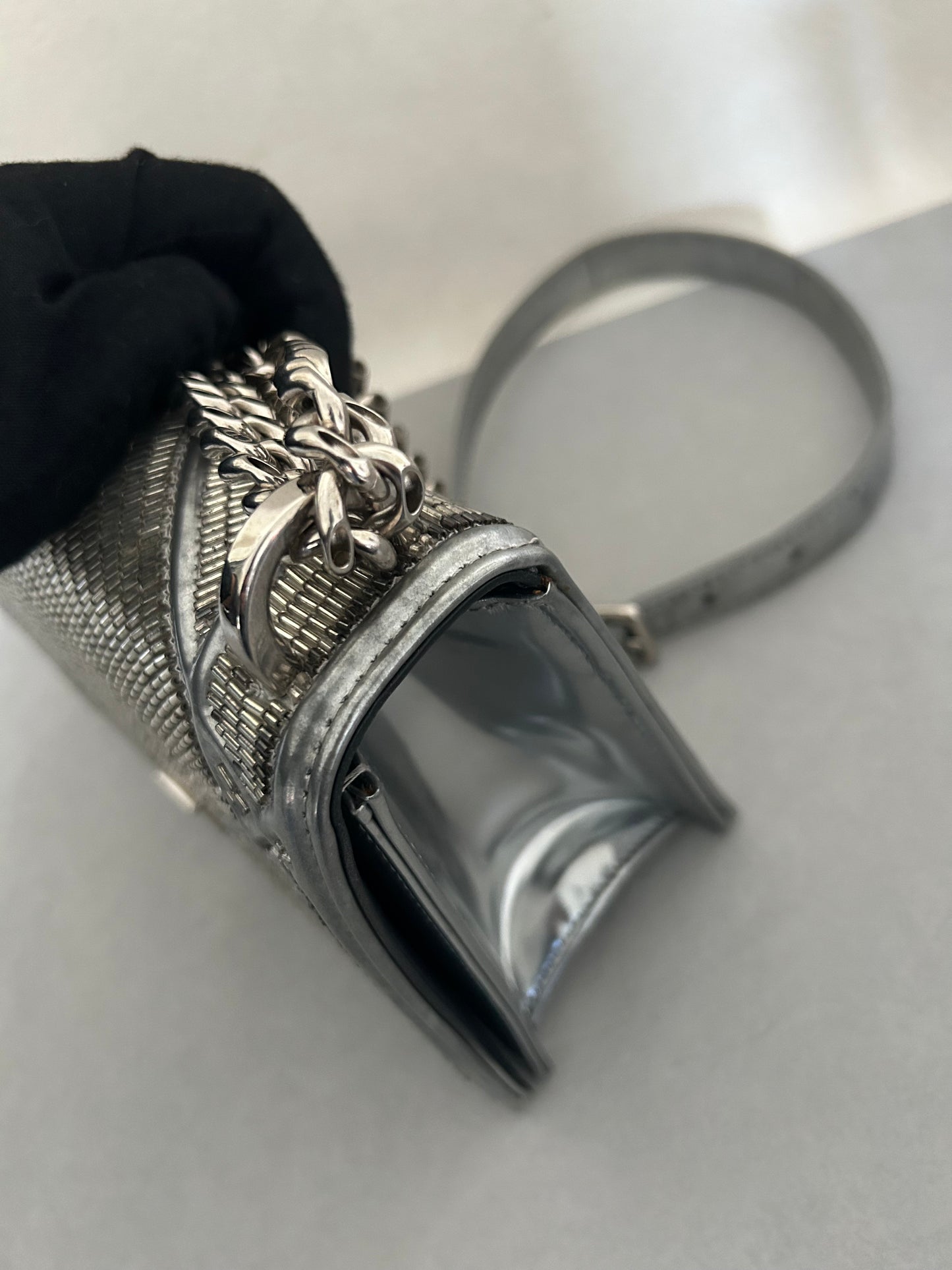 Dior Diorama metallic beaded flap bag