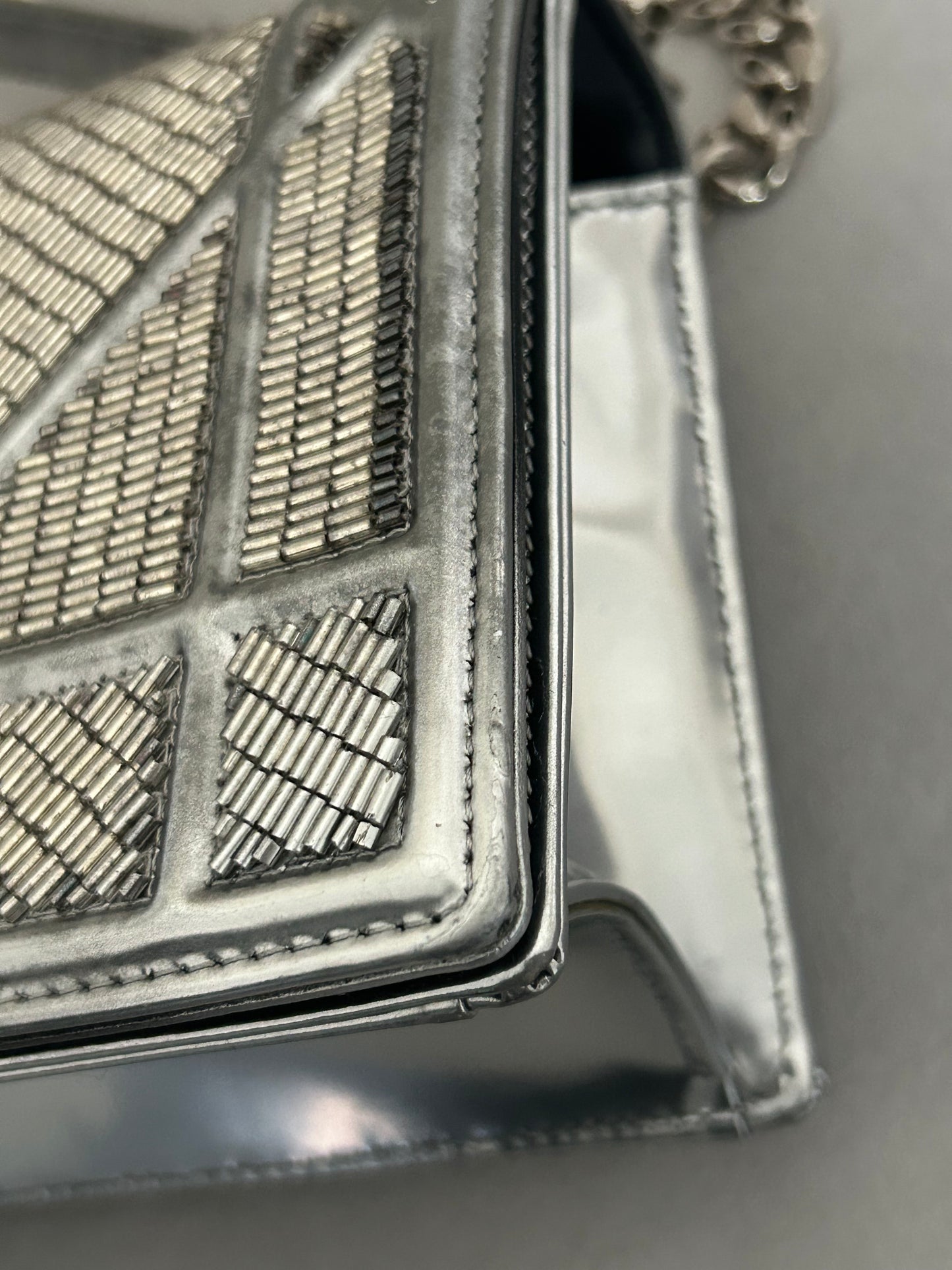 Dior Diorama metallic beaded flap bag