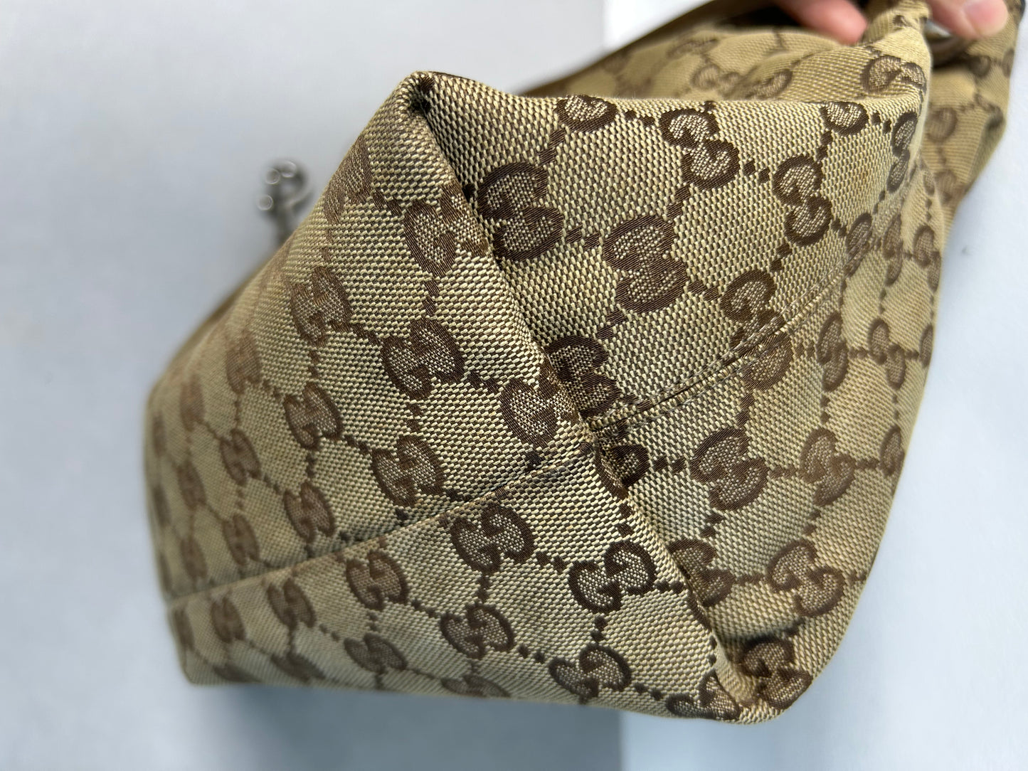 Gucci canvas horsebit hobo bag
