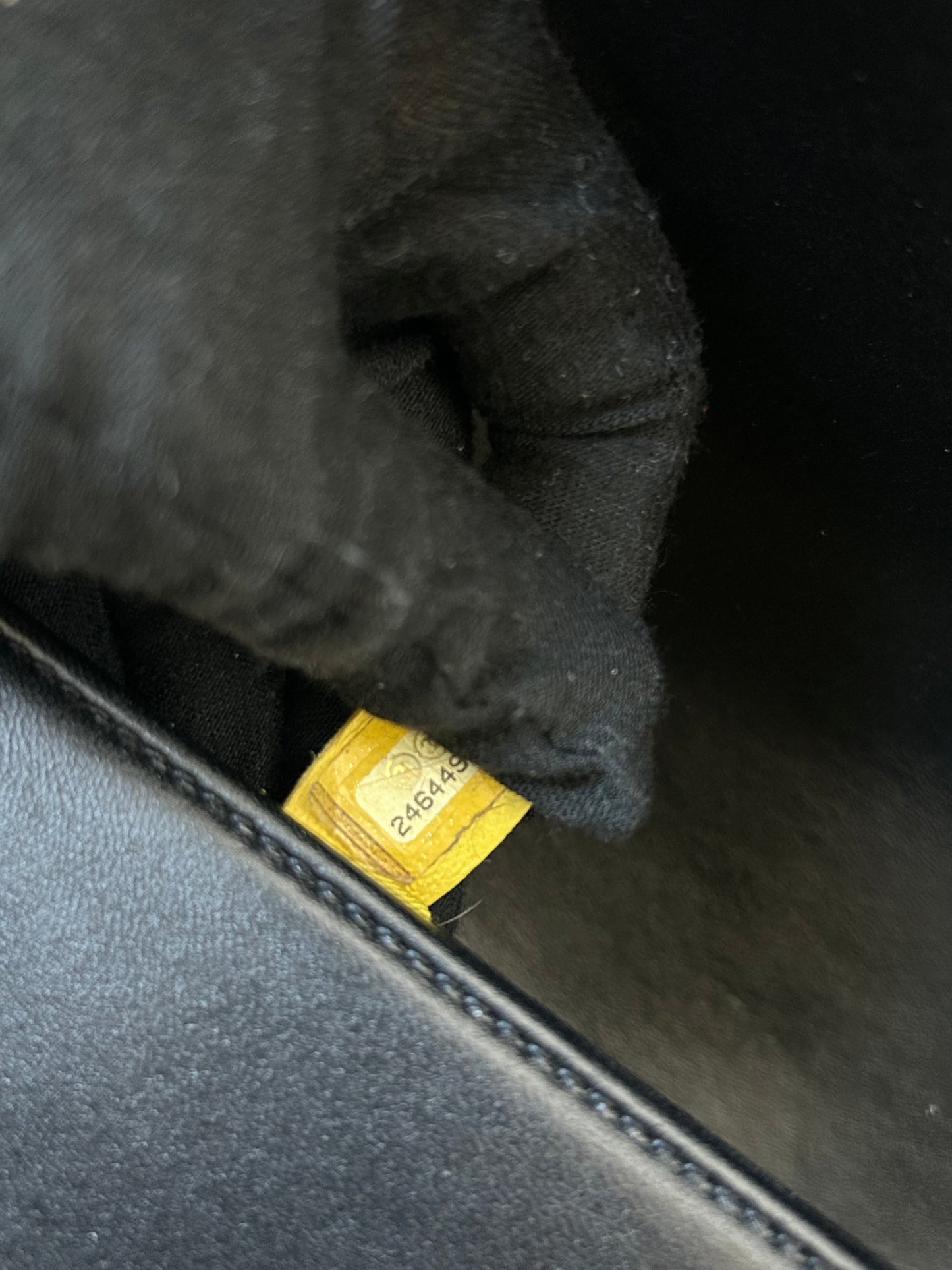 Chanel le boy medium black leather and tweed