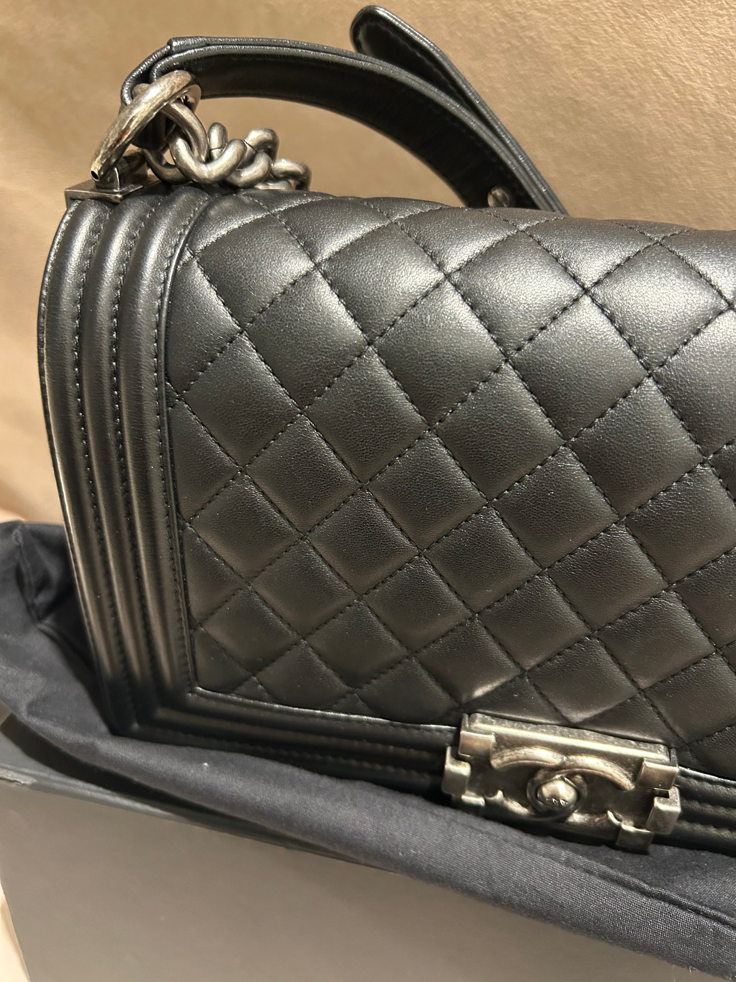 Chanel le boy medium bag black
