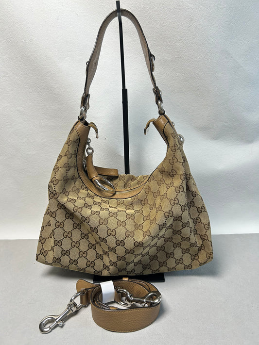 Gucci canvas horsebit hobo bag