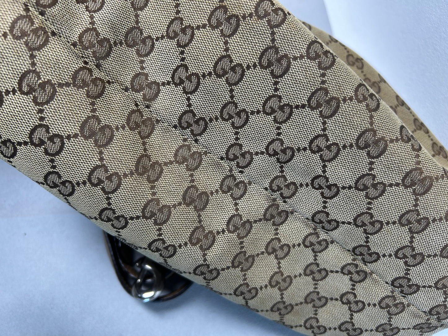 Gucci canvas horsebit hobo bag