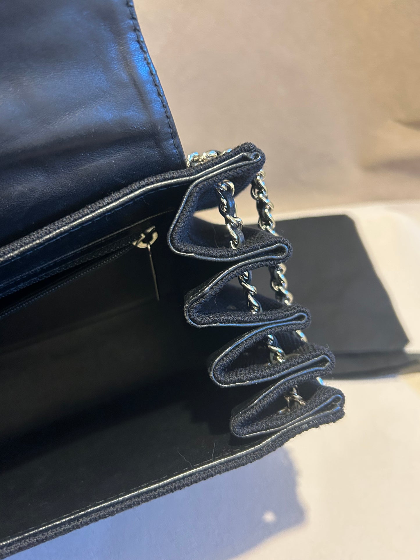 Chanel 2.55 chocolate bar patent leather shoulder bag