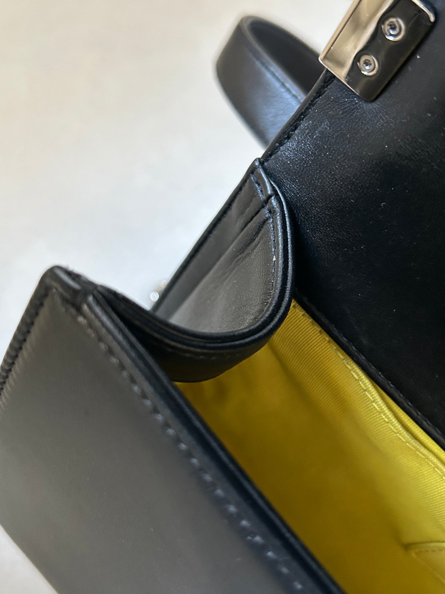 Chanel le boy medium black leather and tweed