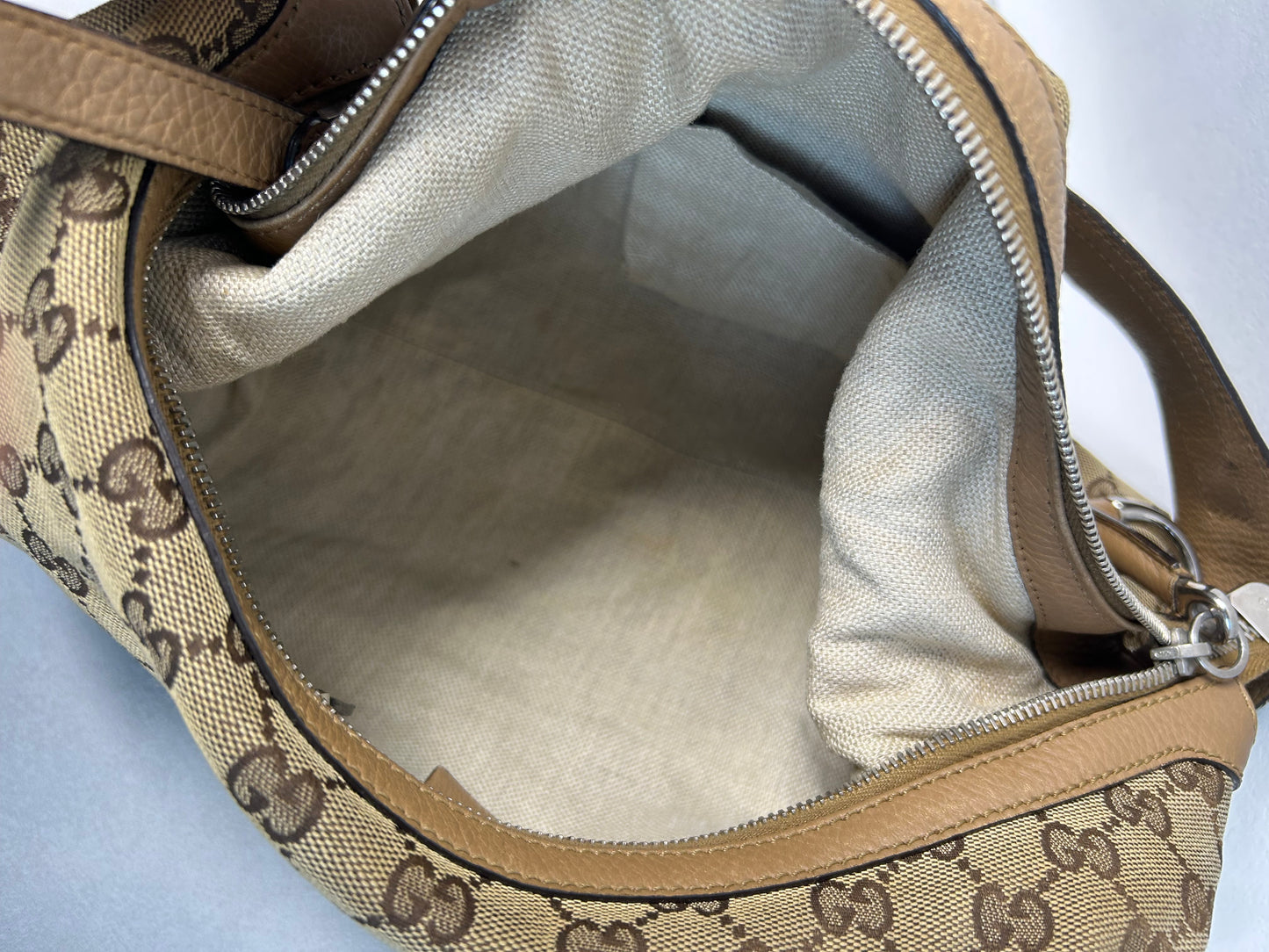 Gucci canvas horsebit hobo bag