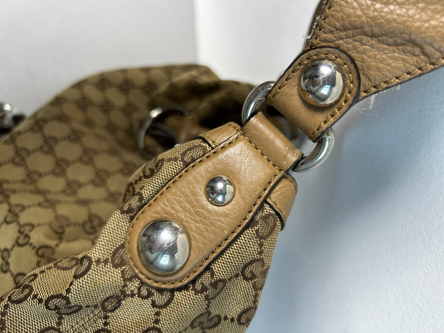 Gucci canvas horsebit hobo bag