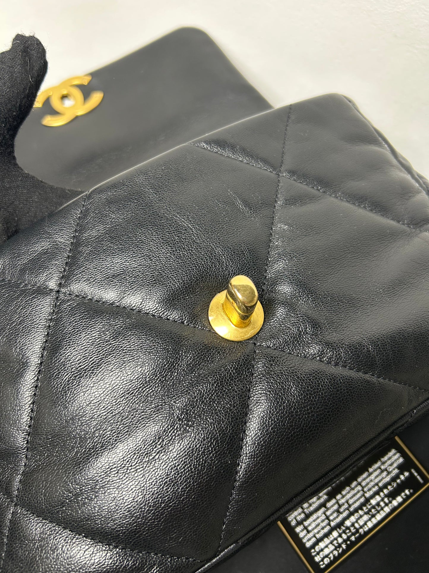 Chanel 19 bag small black and gold