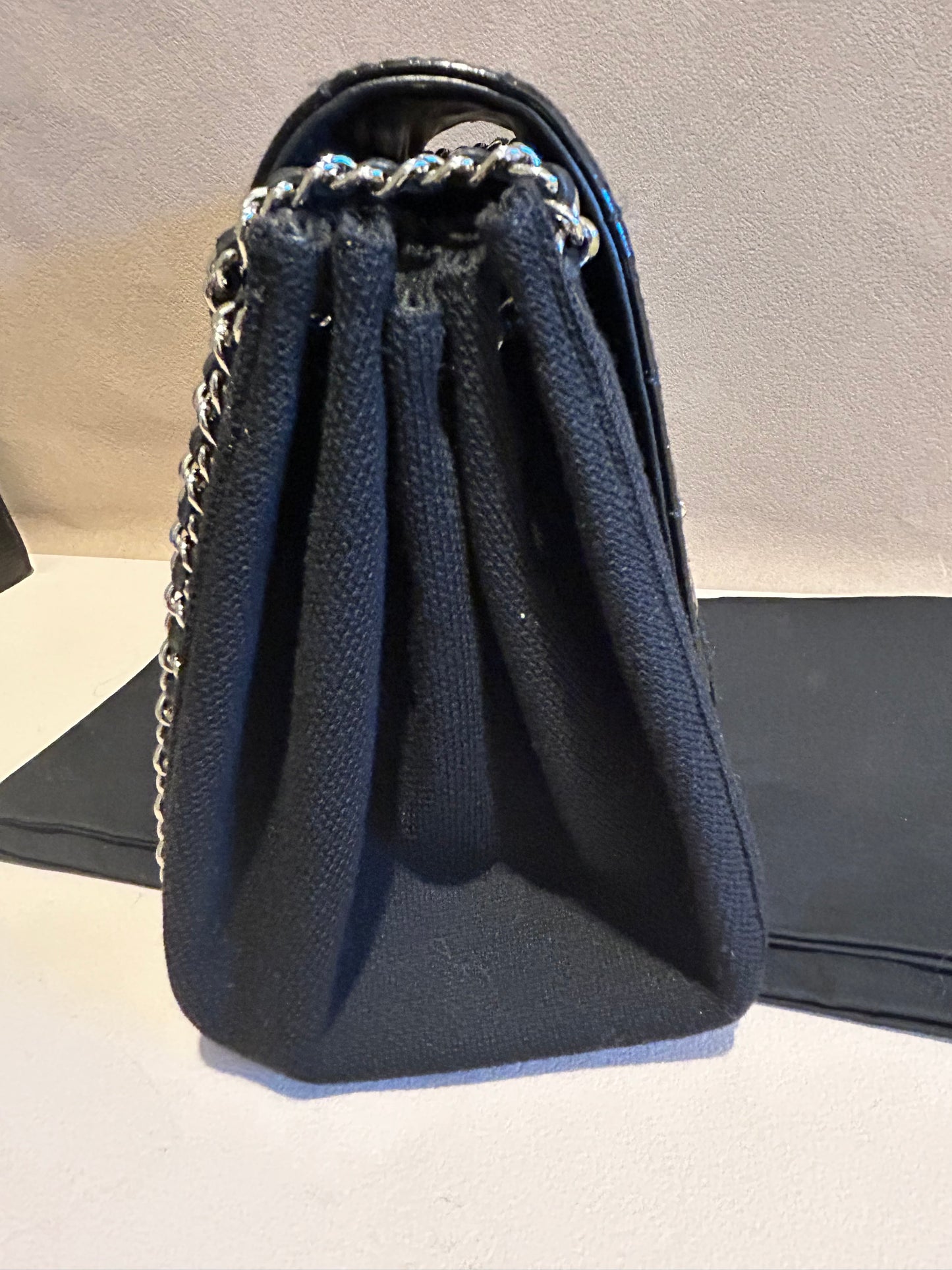 Chanel 2.55 chocolate bar patent leather shoulder bag