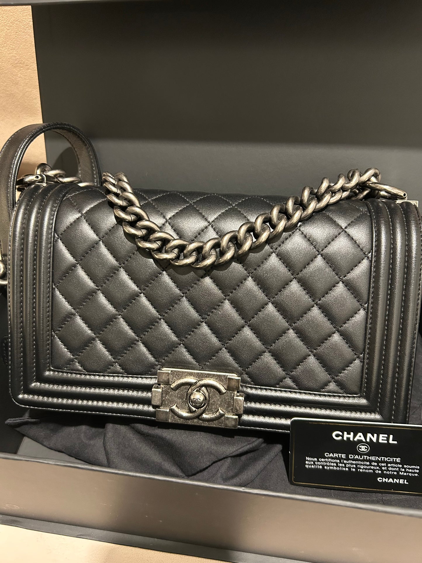 Chanel le boy medium bag black