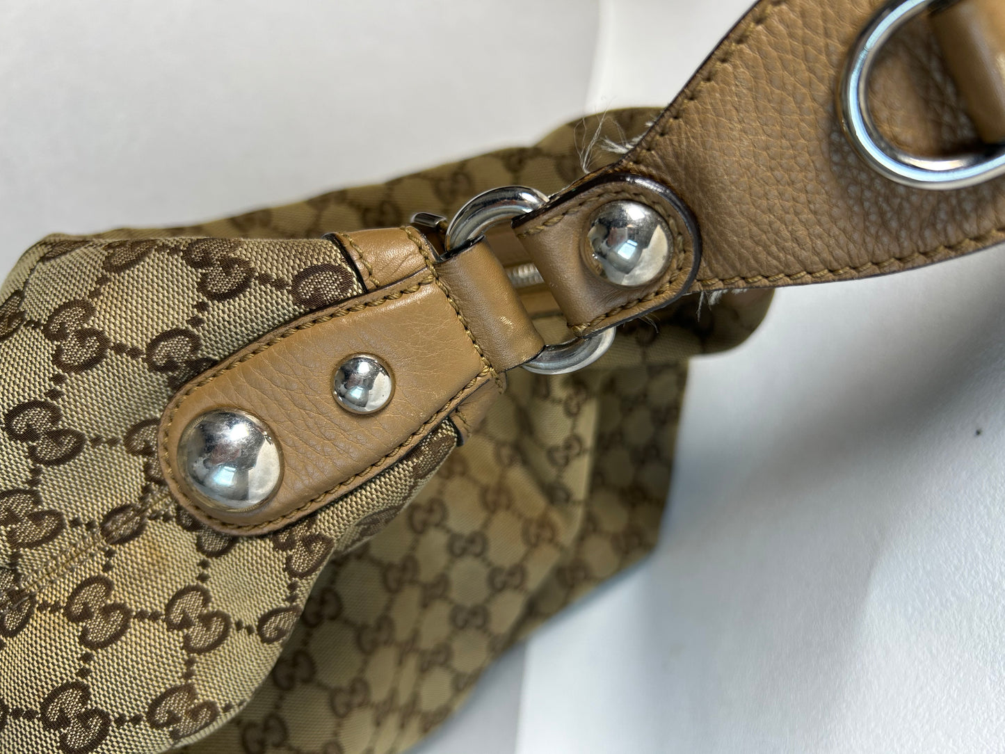 Gucci canvas horsebit hobo bag