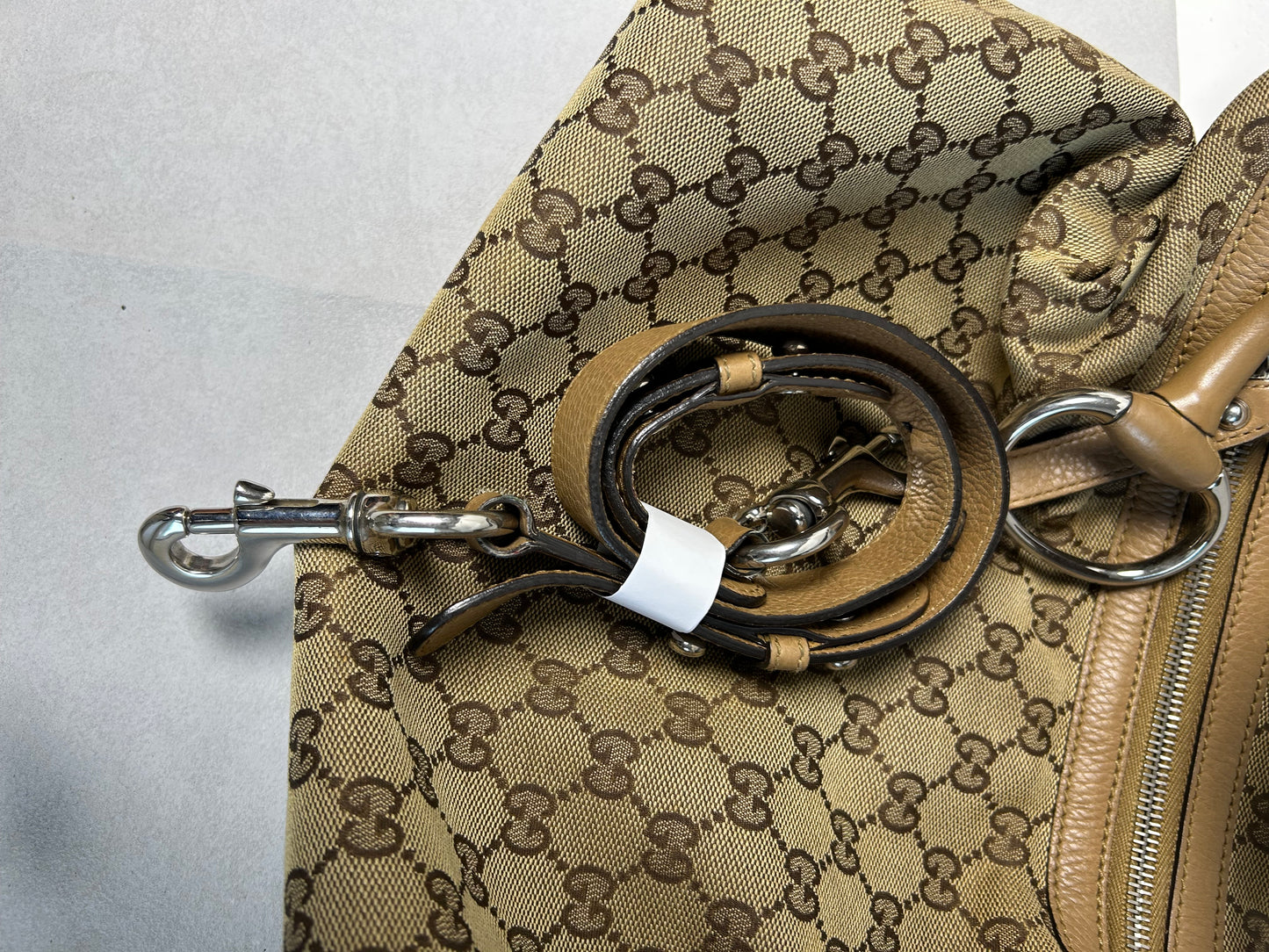 Gucci canvas horsebit hobo bag