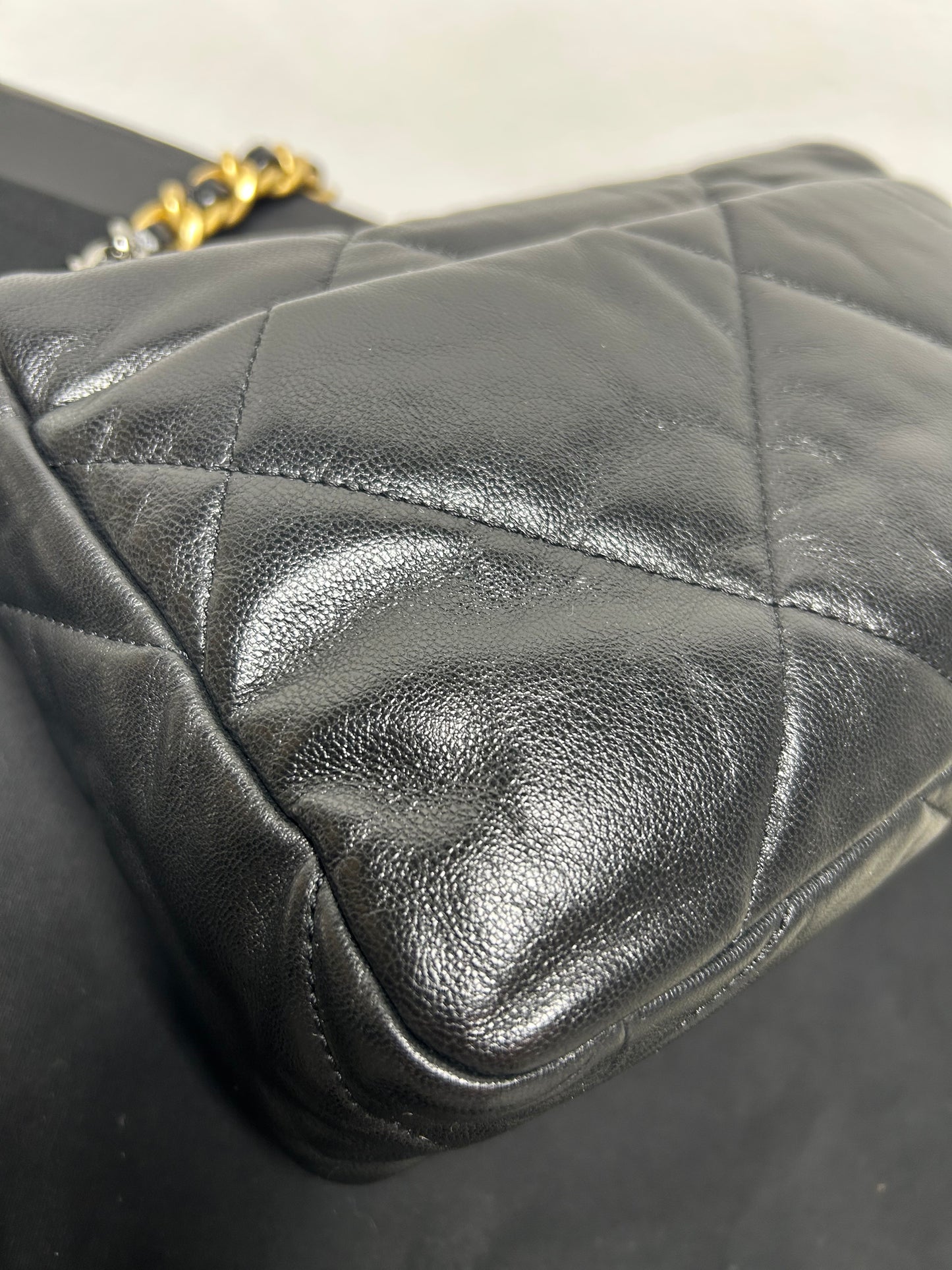 Chanel 19 bag small black and gold