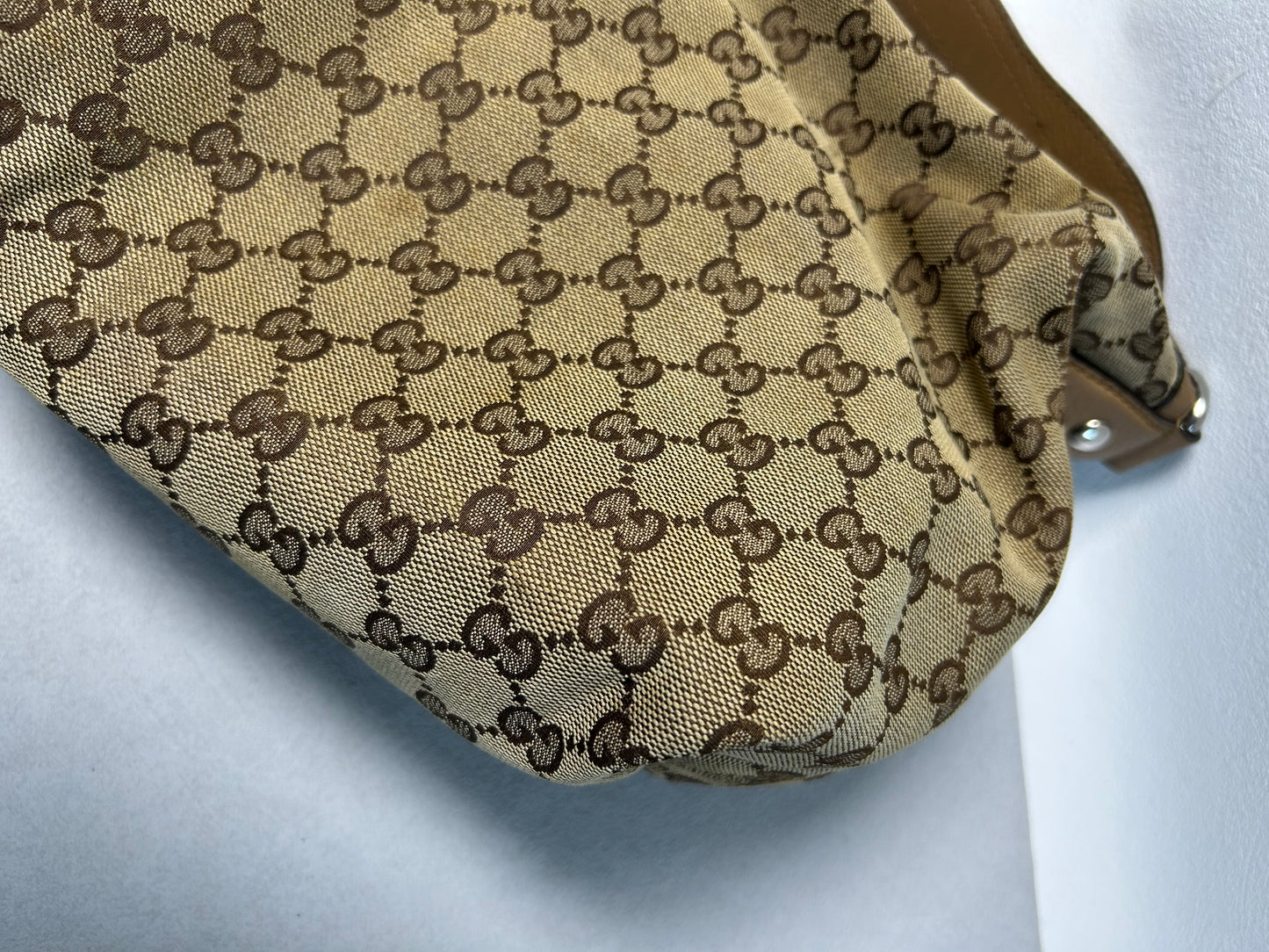 Gucci canvas horsebit hobo bag