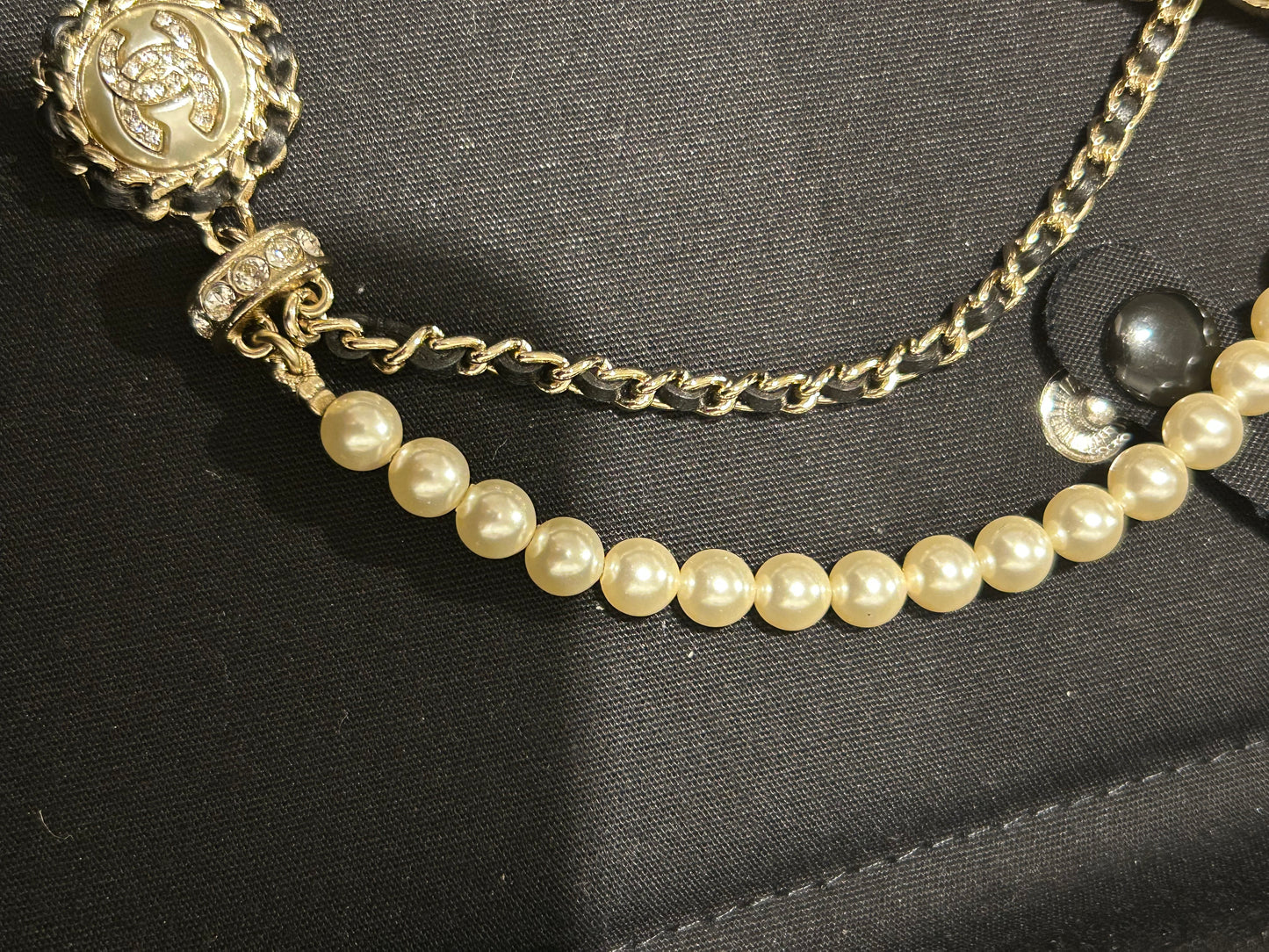 Chanel pearl and chain choker necklace