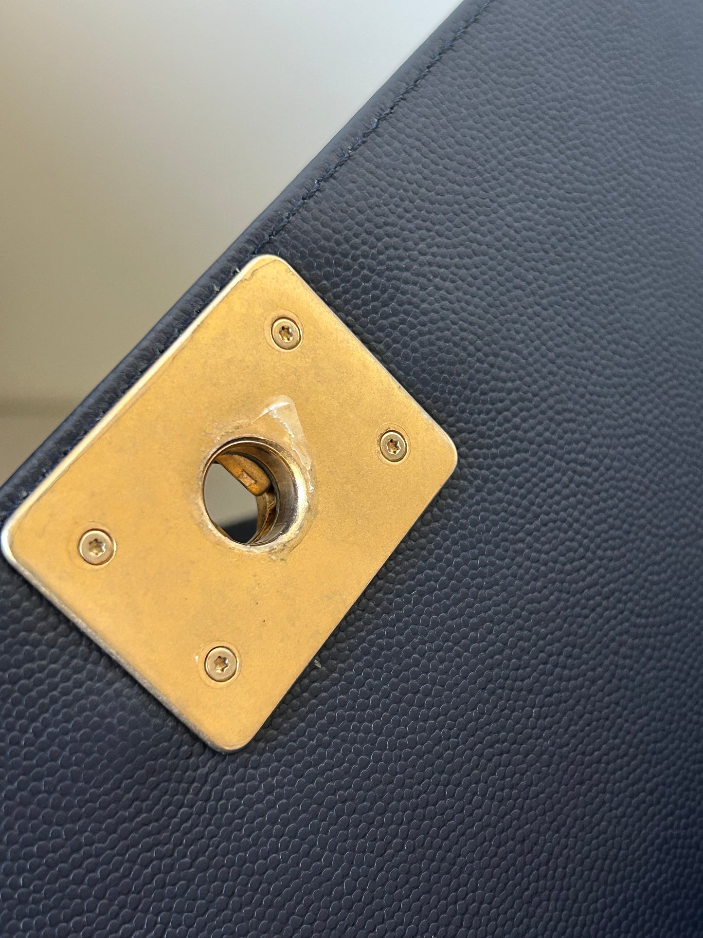 Chanel le boy blue medium in caviar leather