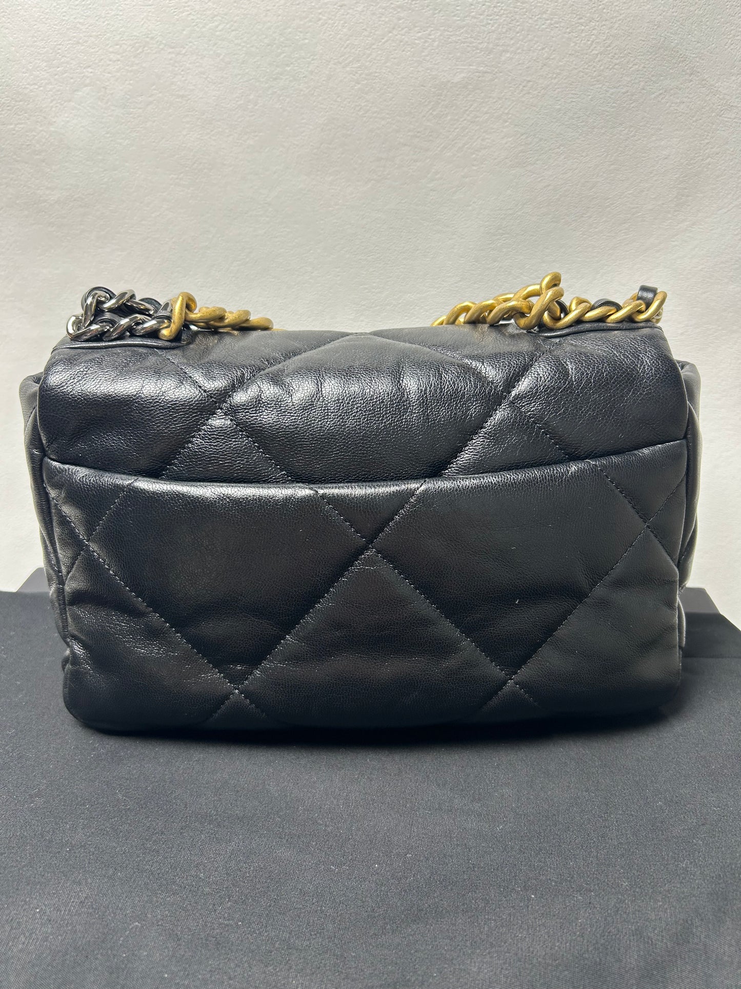 Chanel 19 bag small black and gold