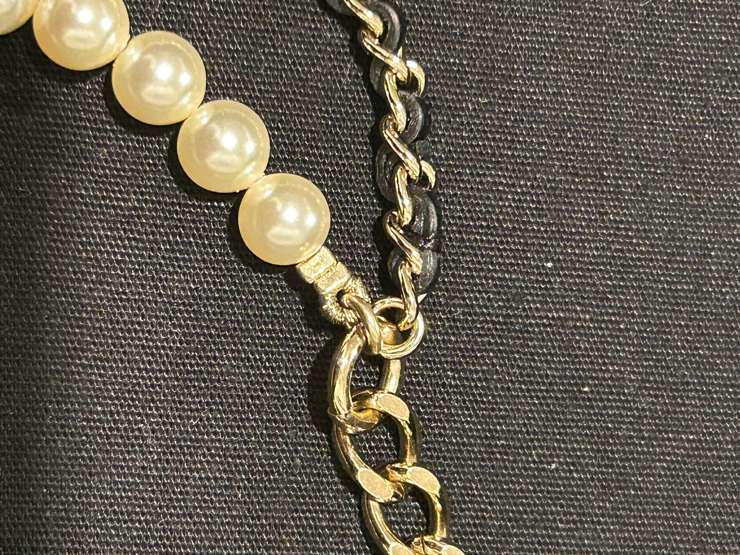 Chanel pearl and chain choker necklace