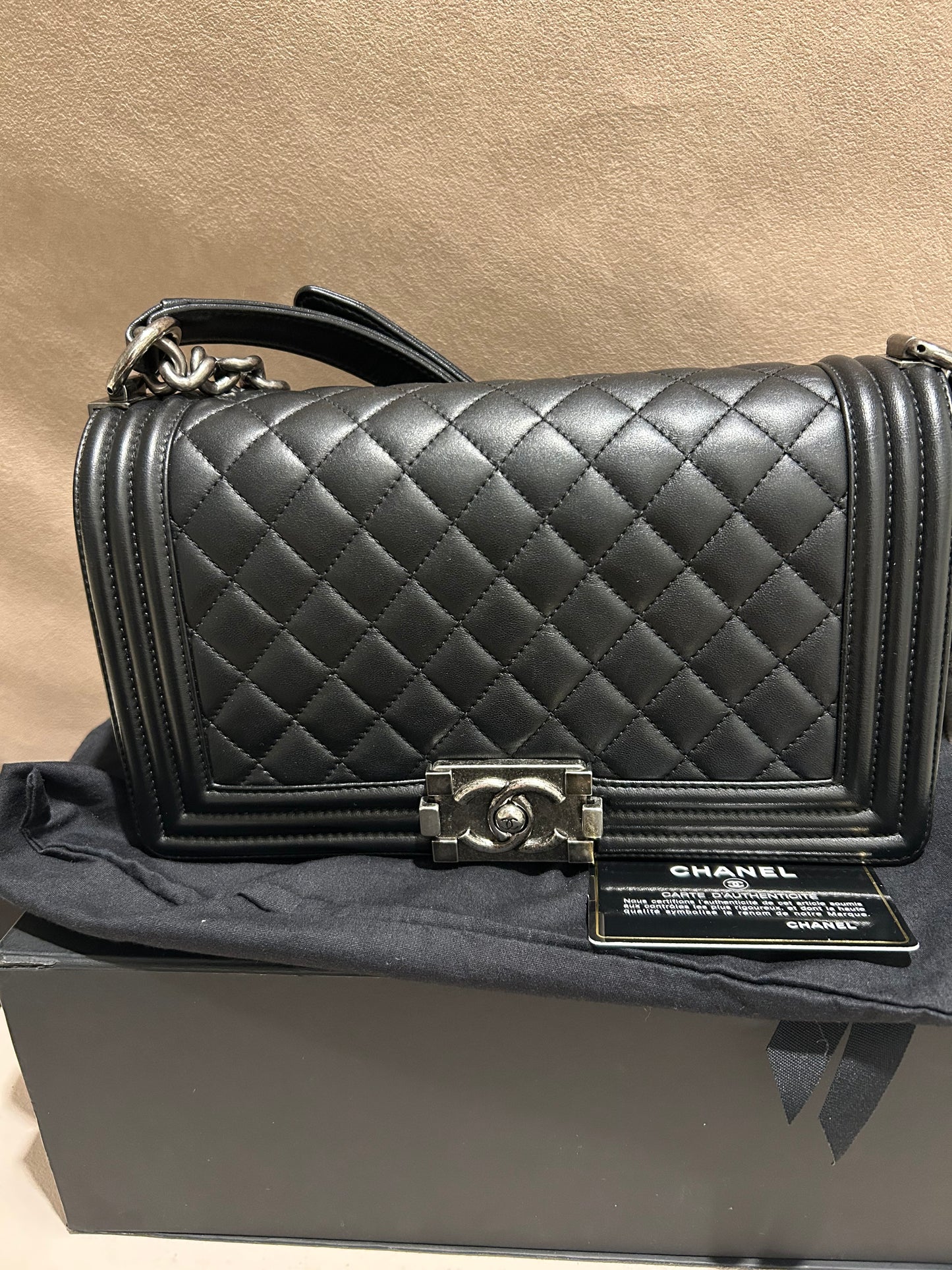 Chanel le boy medium bag black