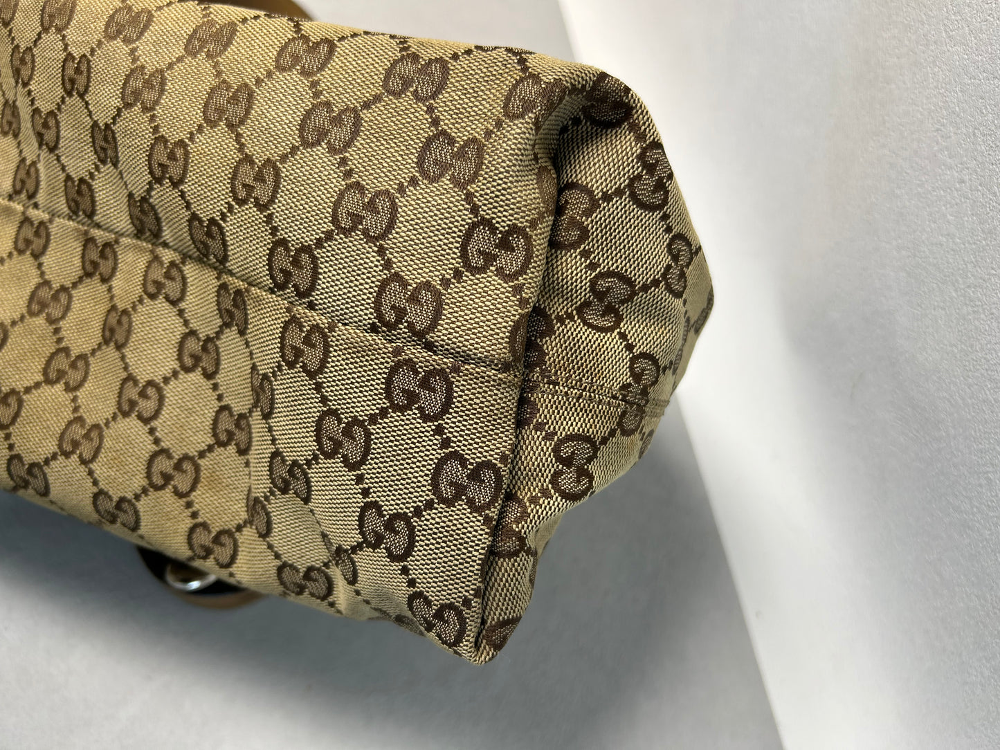 Gucci canvas horsebit hobo bag