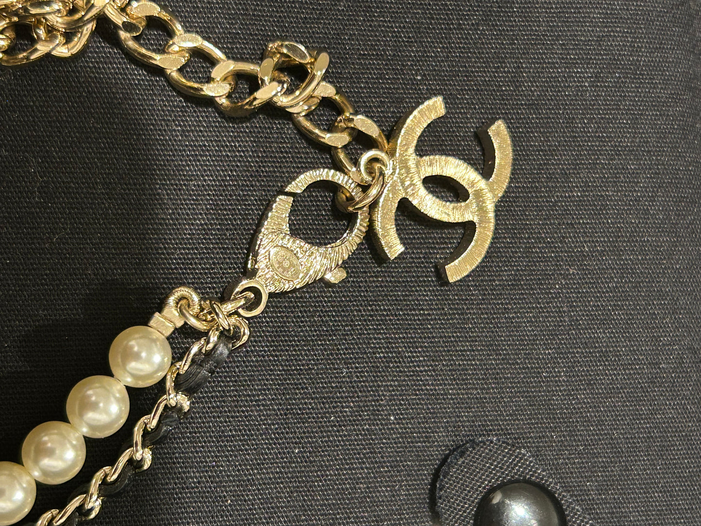 Chanel pearl and chain choker necklace