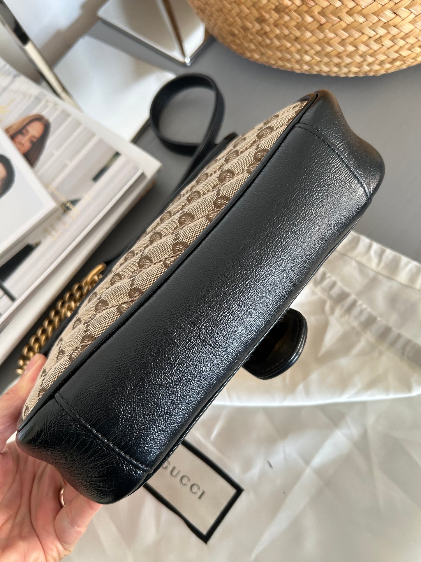 Gucci GG Beige Marmont Mini 22 Shoulder Bag