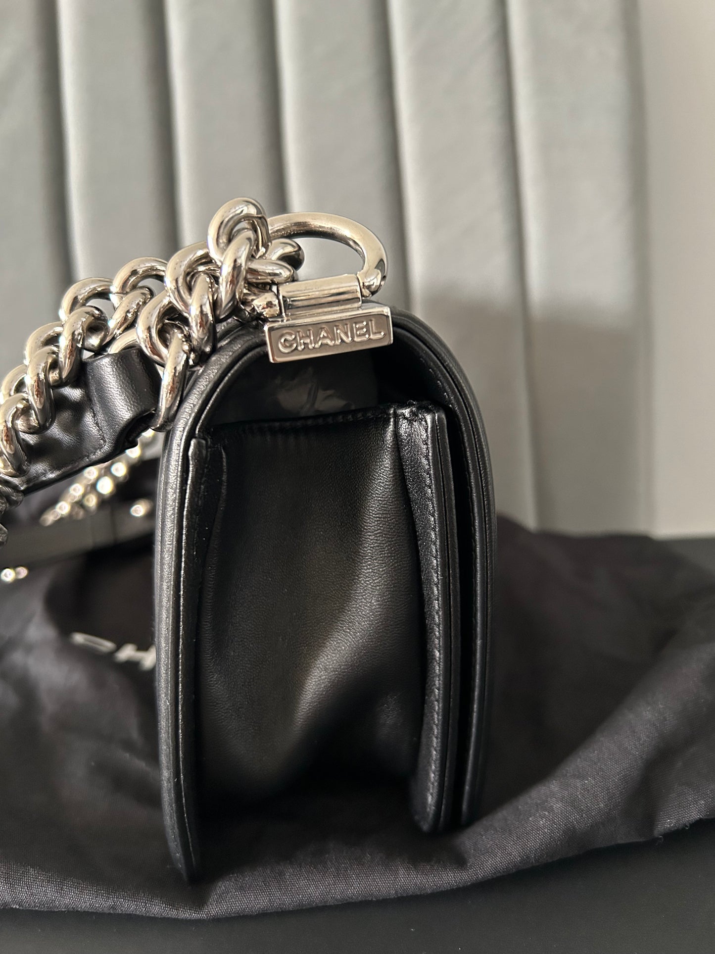 Chanel Black Quilted Leather and Tweed Small Boy Flap Bag