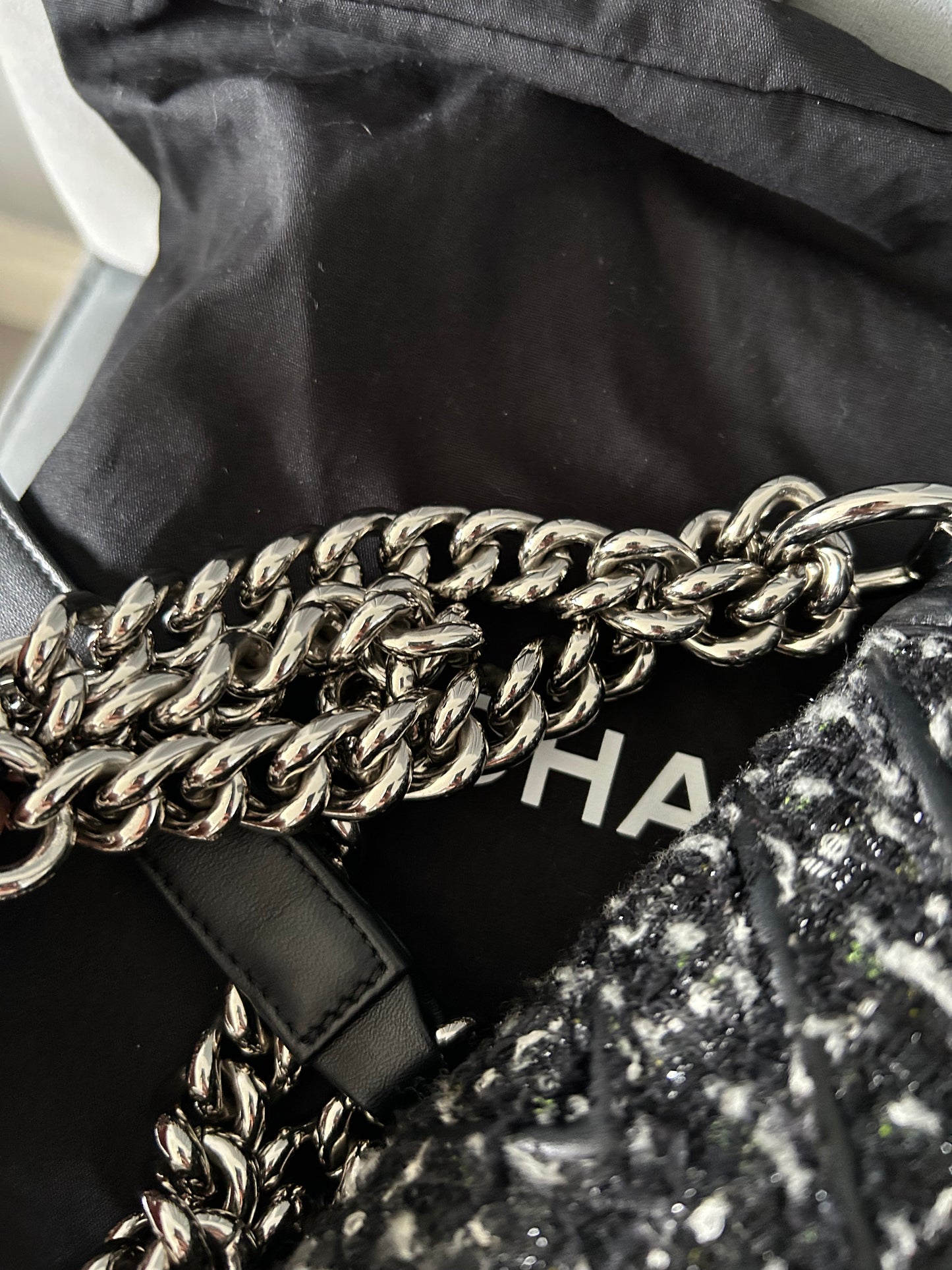 Chanel Black Quilted Leather and Tweed Small Boy Flap Bag
