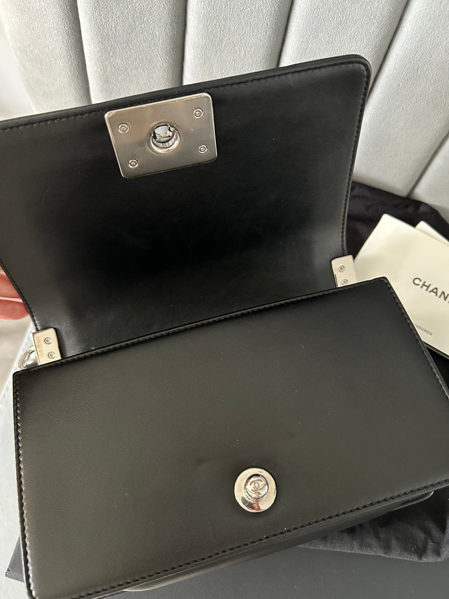 Chanel Black Quilted Leather and Tweed Small Boy Flap Bag