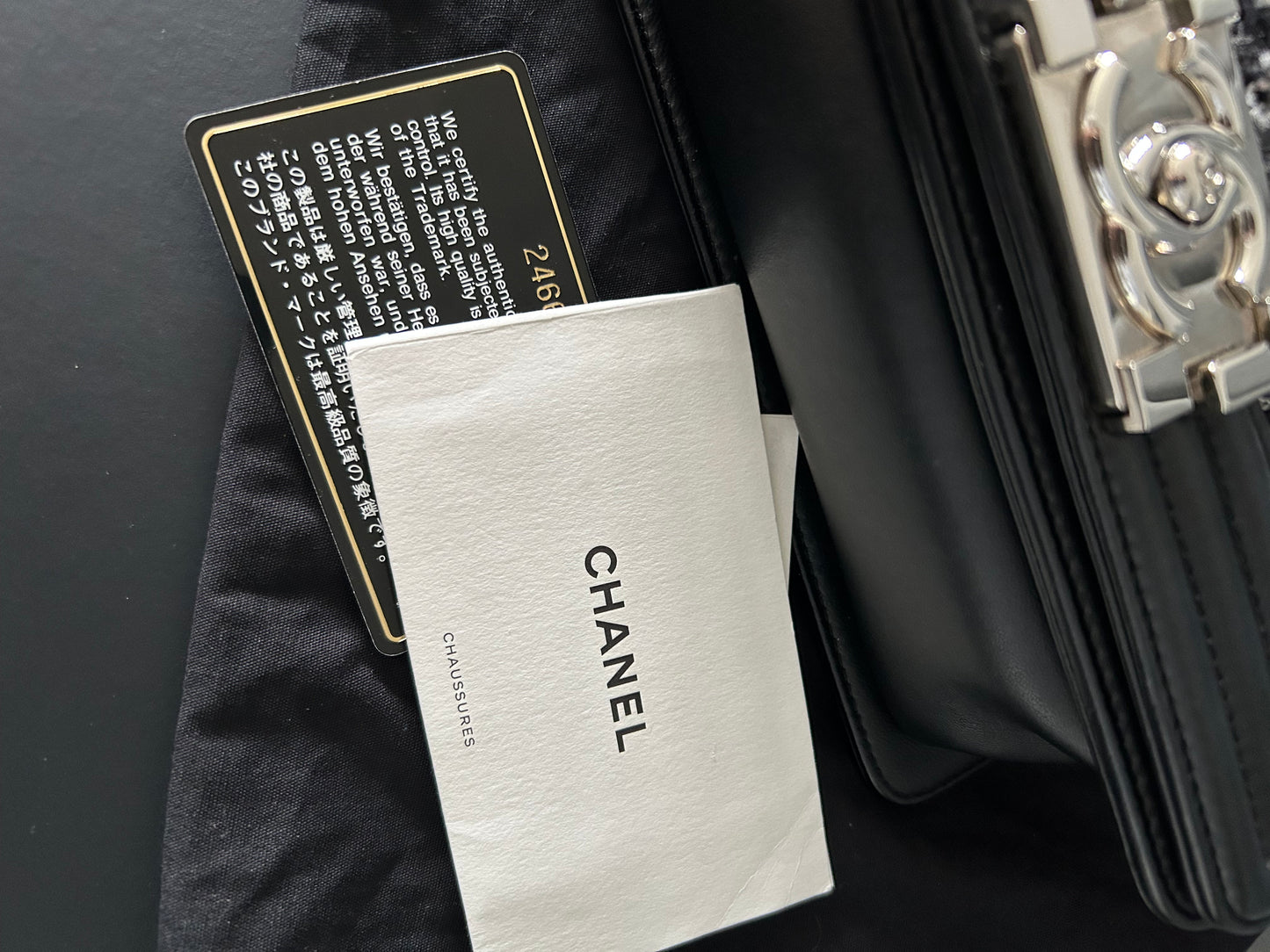 Chanel Black Quilted Leather and Tweed Small Boy Flap Bag