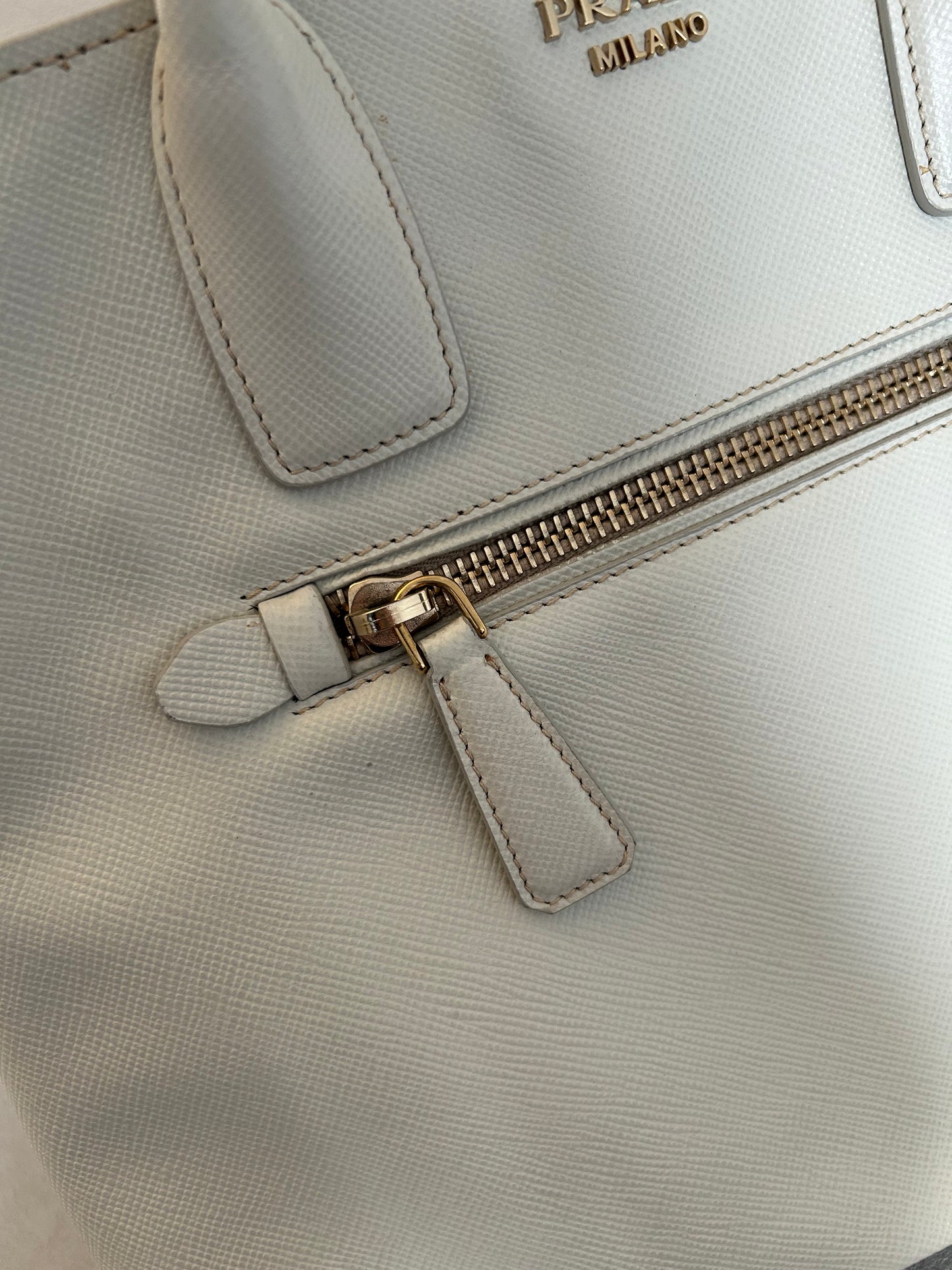 Prada Talco Saffiano Leather Top Handle Bag
