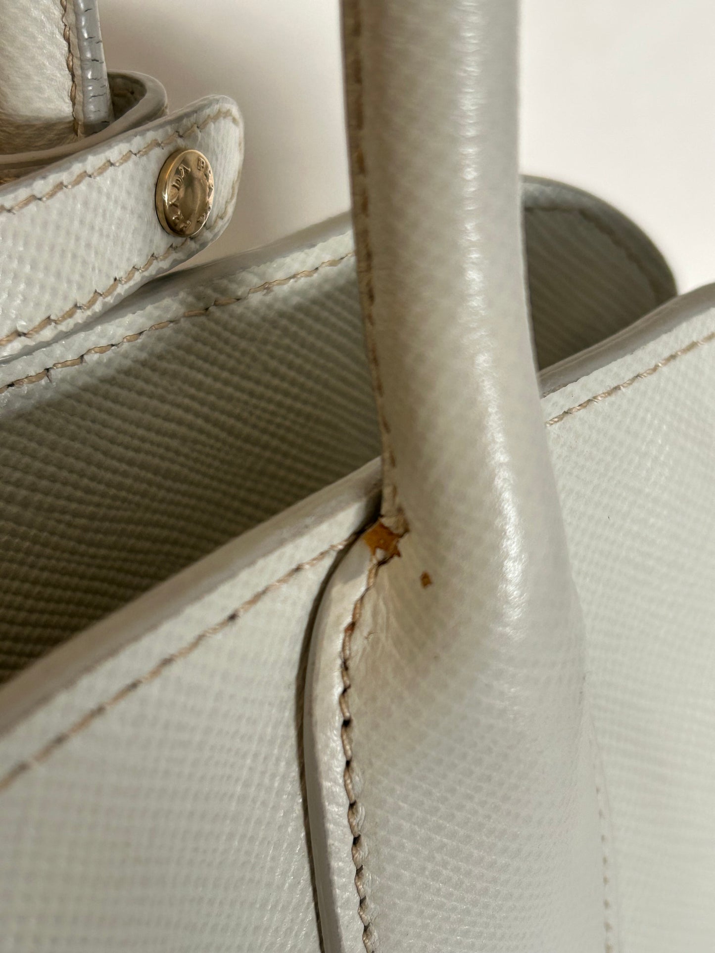 Prada Talco Saffiano Leather Top Handle Bag