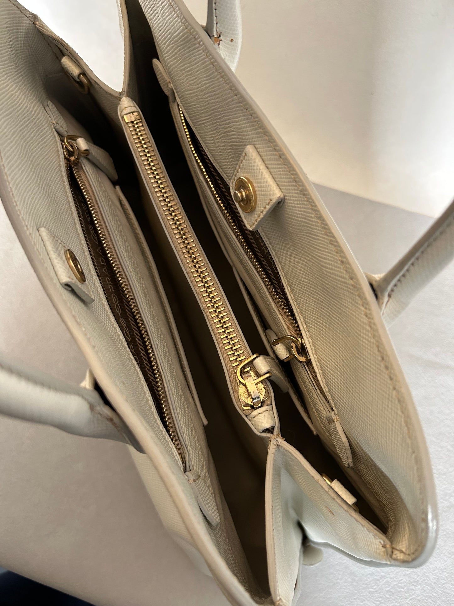 Prada Talco Saffiano Leather Top Handle Bag