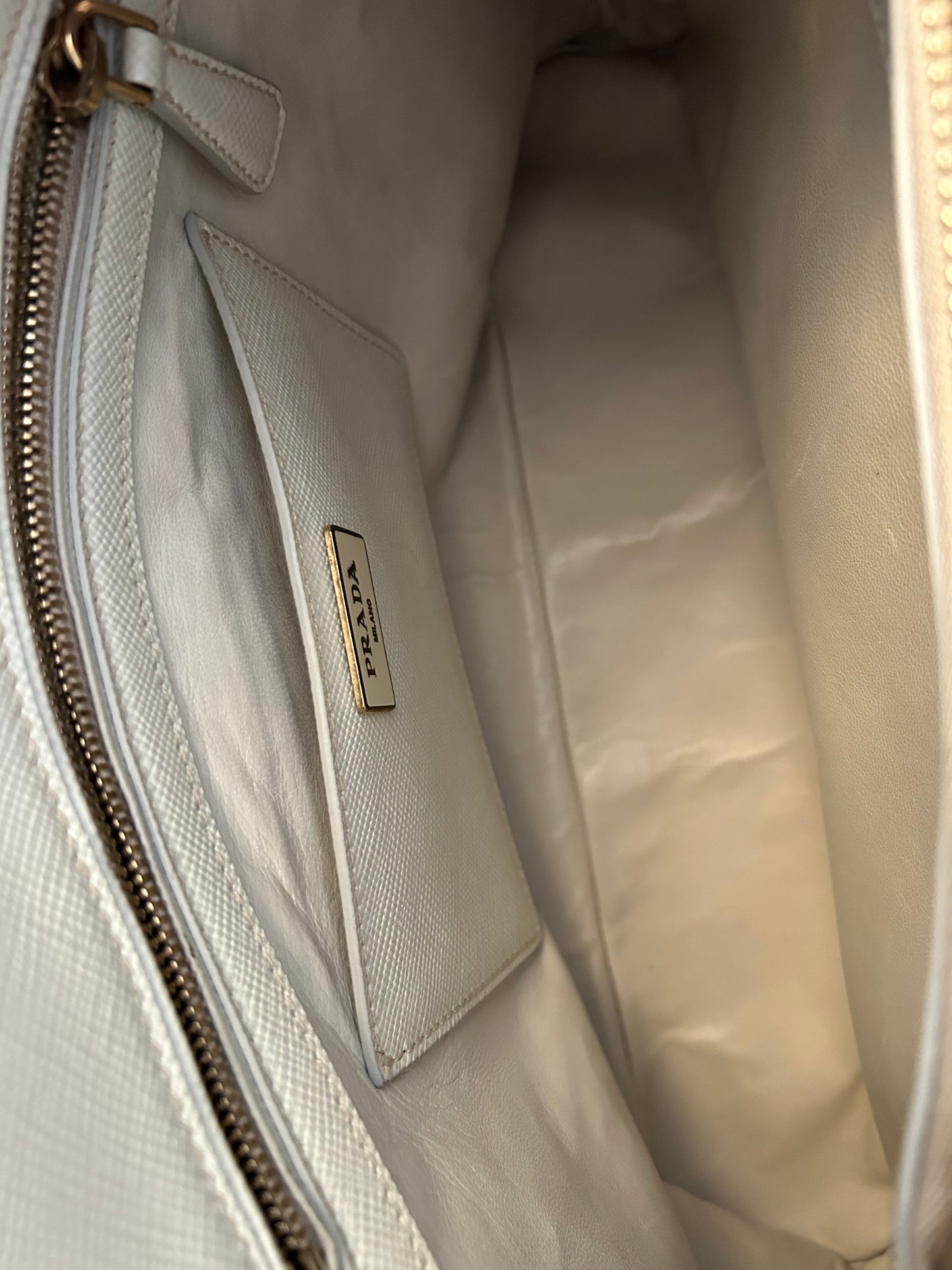 Prada Talco Saffiano Leather Top Handle Bag