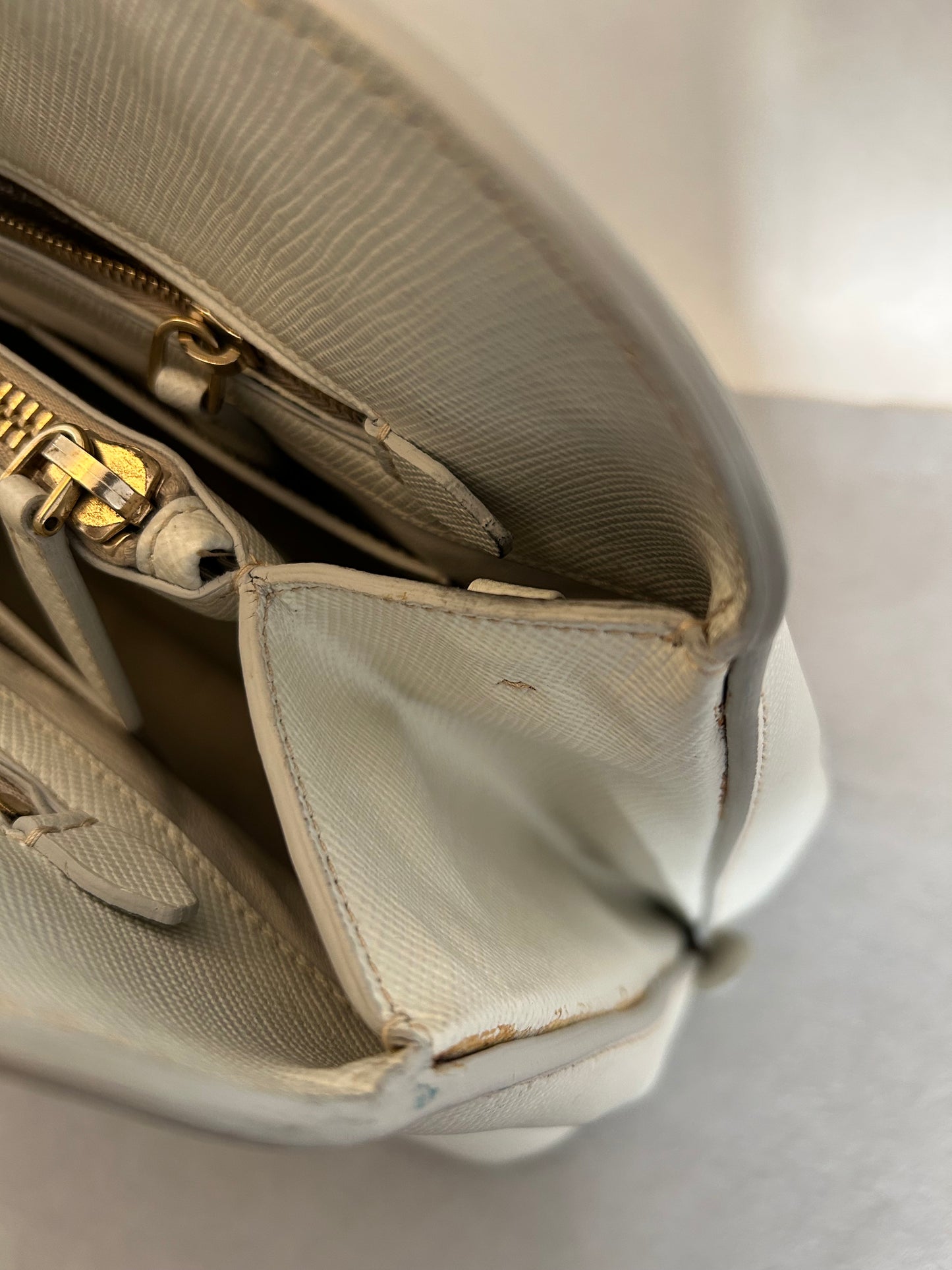 Prada Talco Saffiano Leather Top Handle Bag