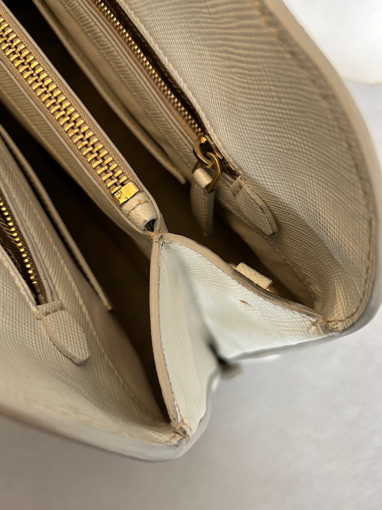 Prada Talco Saffiano Leather Top Handle Bag