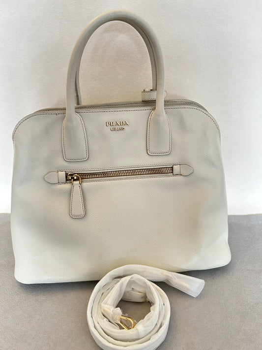 Prada Talco Saffiano Leather Top Handle Bag