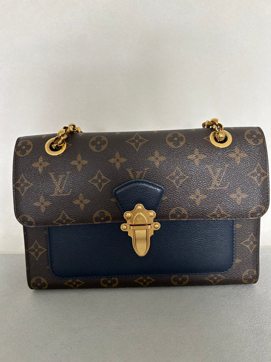 Louis Vuitton victoire monogram and navy blue shoulder bag