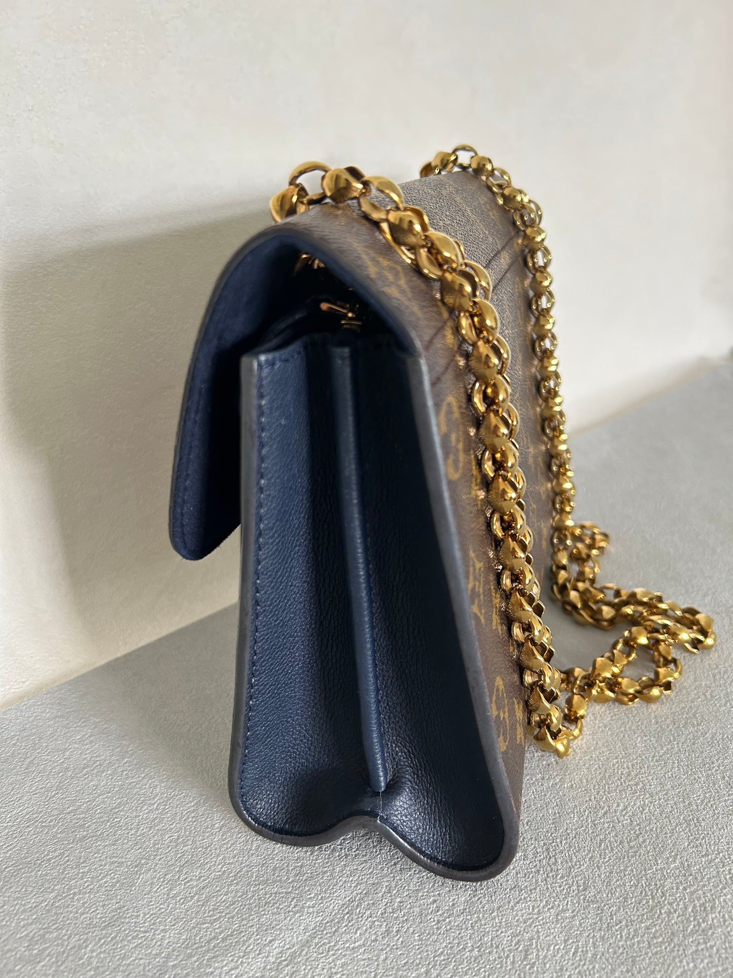 Louis Vuitton victoire monogram and navy blue shoulder bag