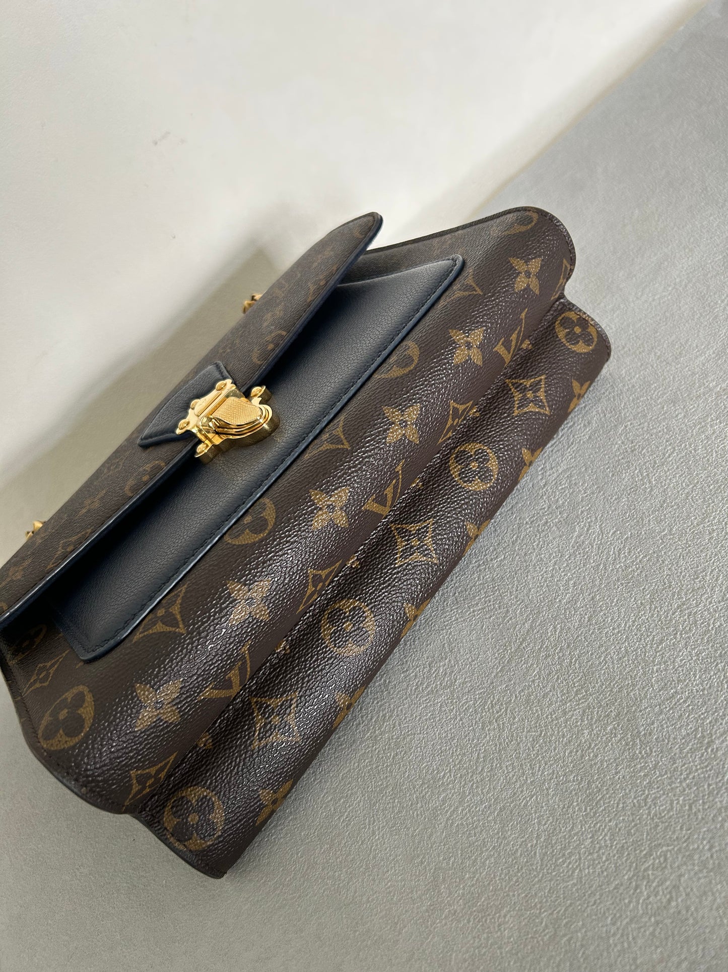 Louis Vuitton victoire monogram and navy blue shoulder bag
