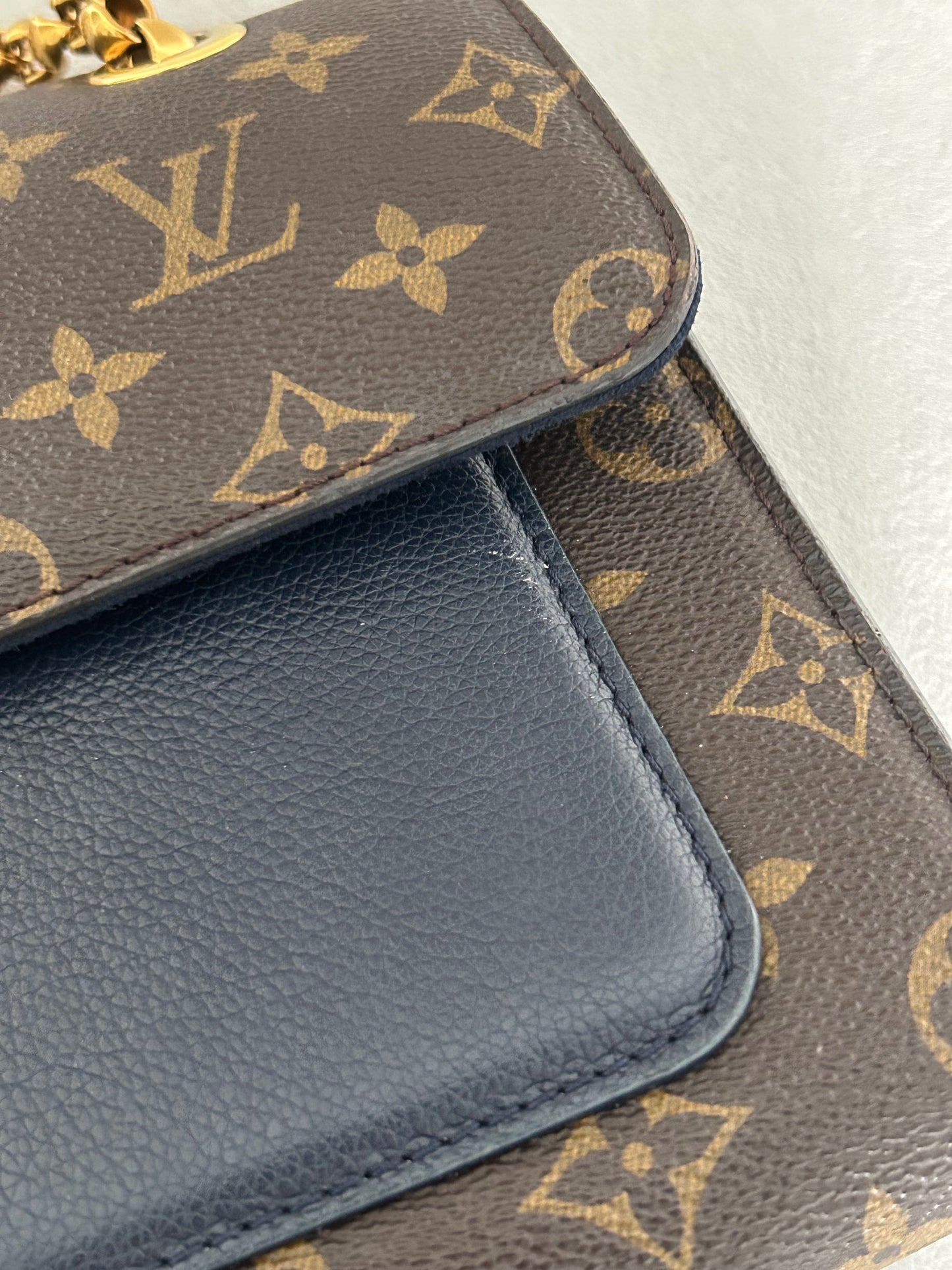 Louis Vuitton victoire monogram and navy blue shoulder bag