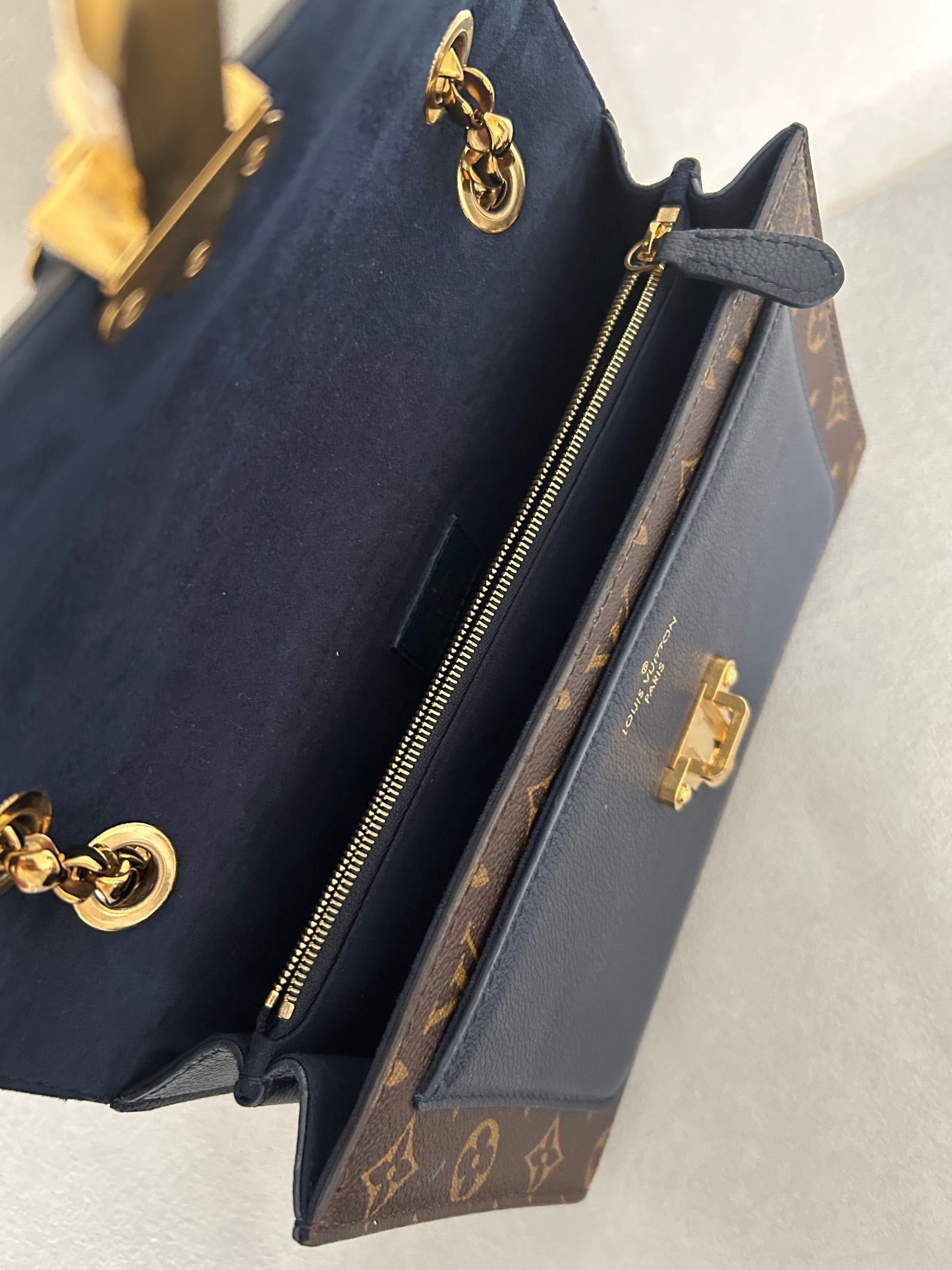 Louis Vuitton victoire monogram and navy blue shoulder bag