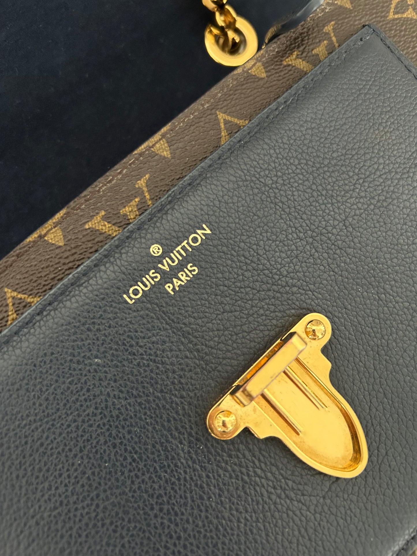 Louis Vuitton victoire monogram and navy blue shoulder bag